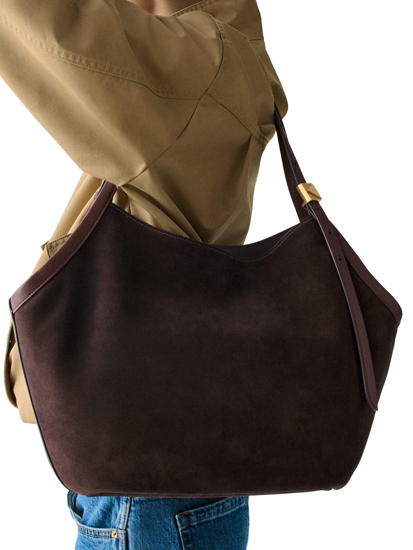 Image 2 of 5 of Kate Spade New York Deco Suede Tulip Tote - Brown