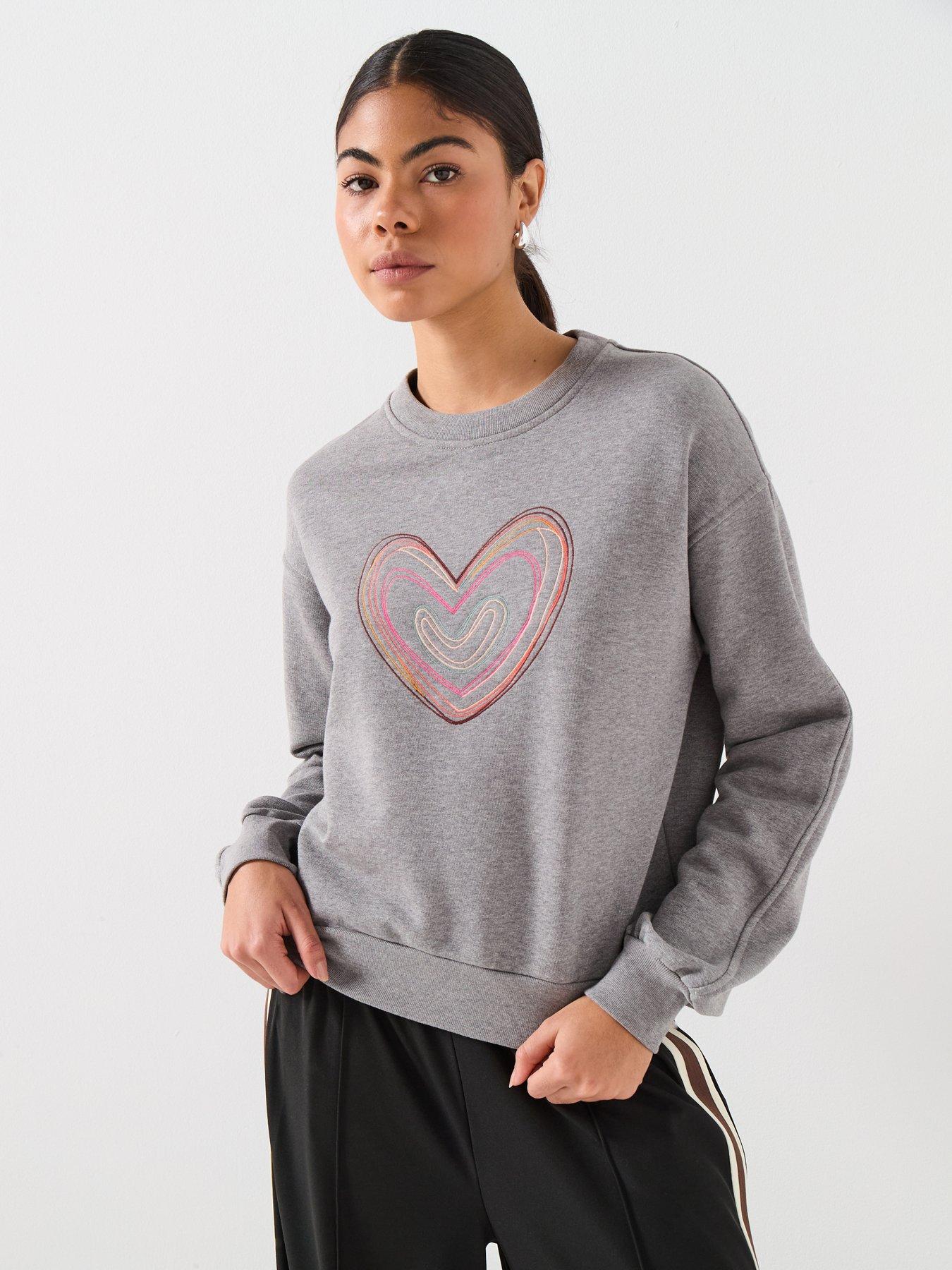 PS PAUL SMITH Womens Swirl Heart Embroidered Sweatshirt - Grey