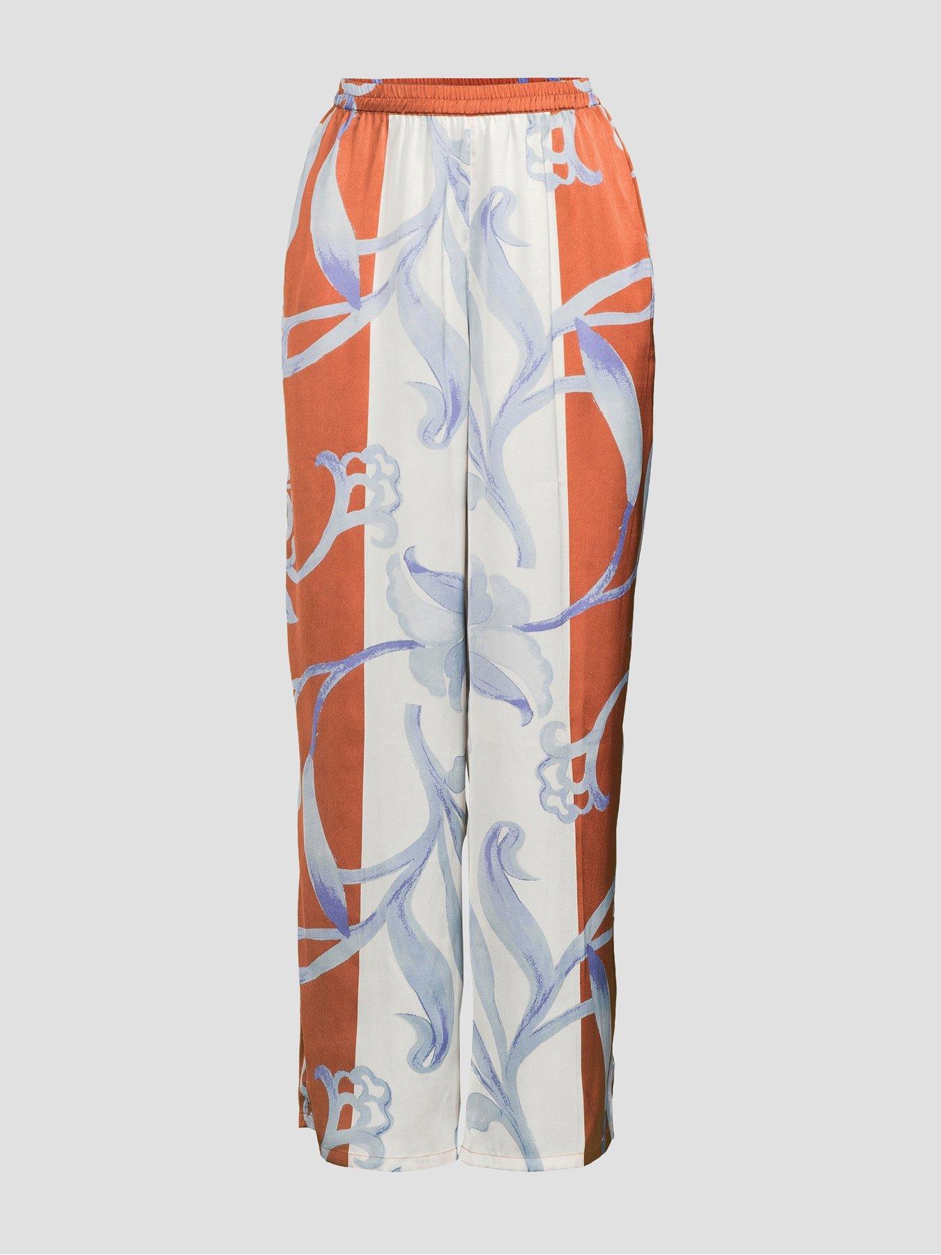 Image 7 of 7 of The Very Collection Printed Elasticated Satin Wide Leg Co-Ord Trousers Printed - Print