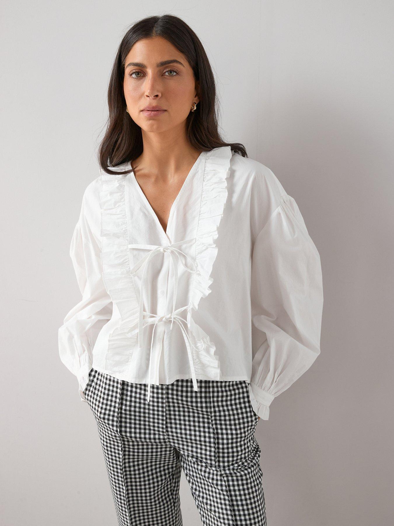 The Very Collection Ruffle Tie-Front Shirt - White