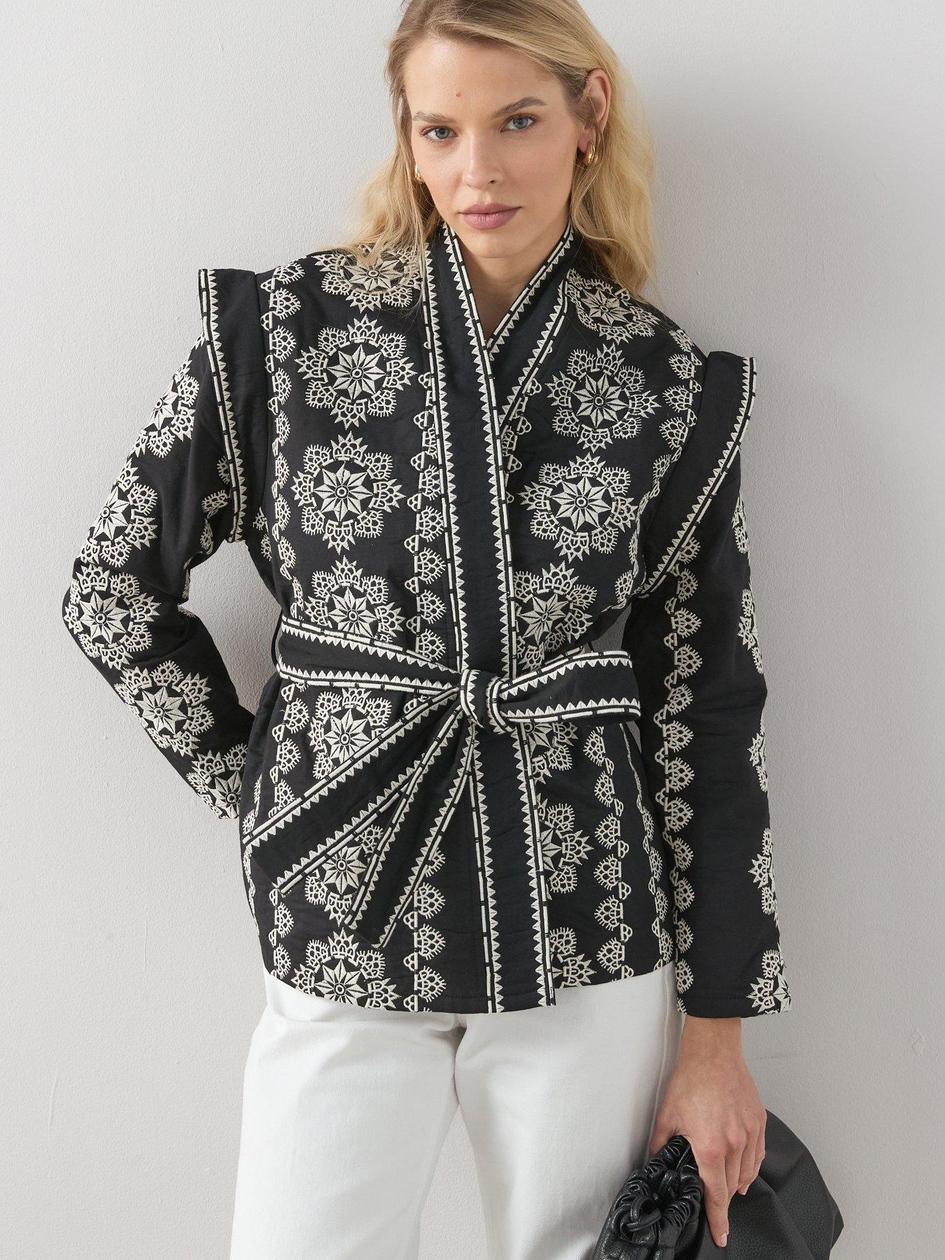 The Very Collection Mono Embroidered Wrap Jacket - Black