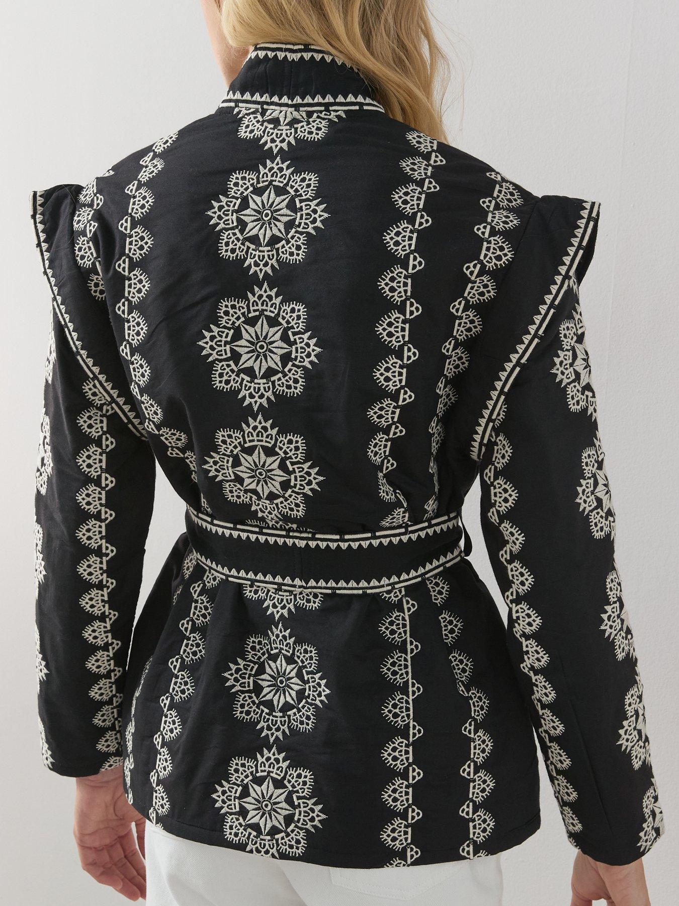 The Very Collection Mono Embroidered Wrap Jacket - Black | Very