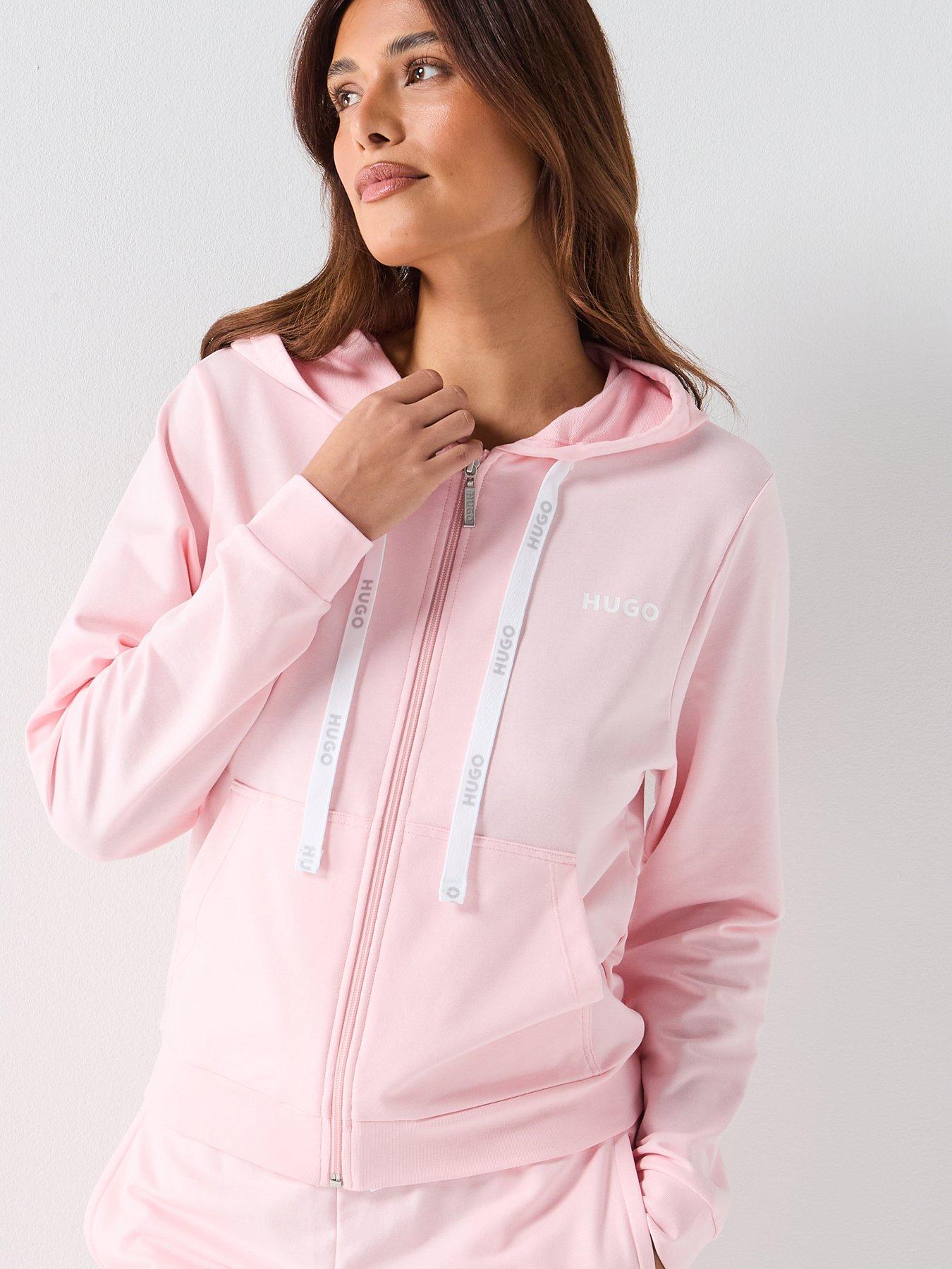 Image 5 of 5 of HUGO Drawstring Zip Up Hoodie - Pink