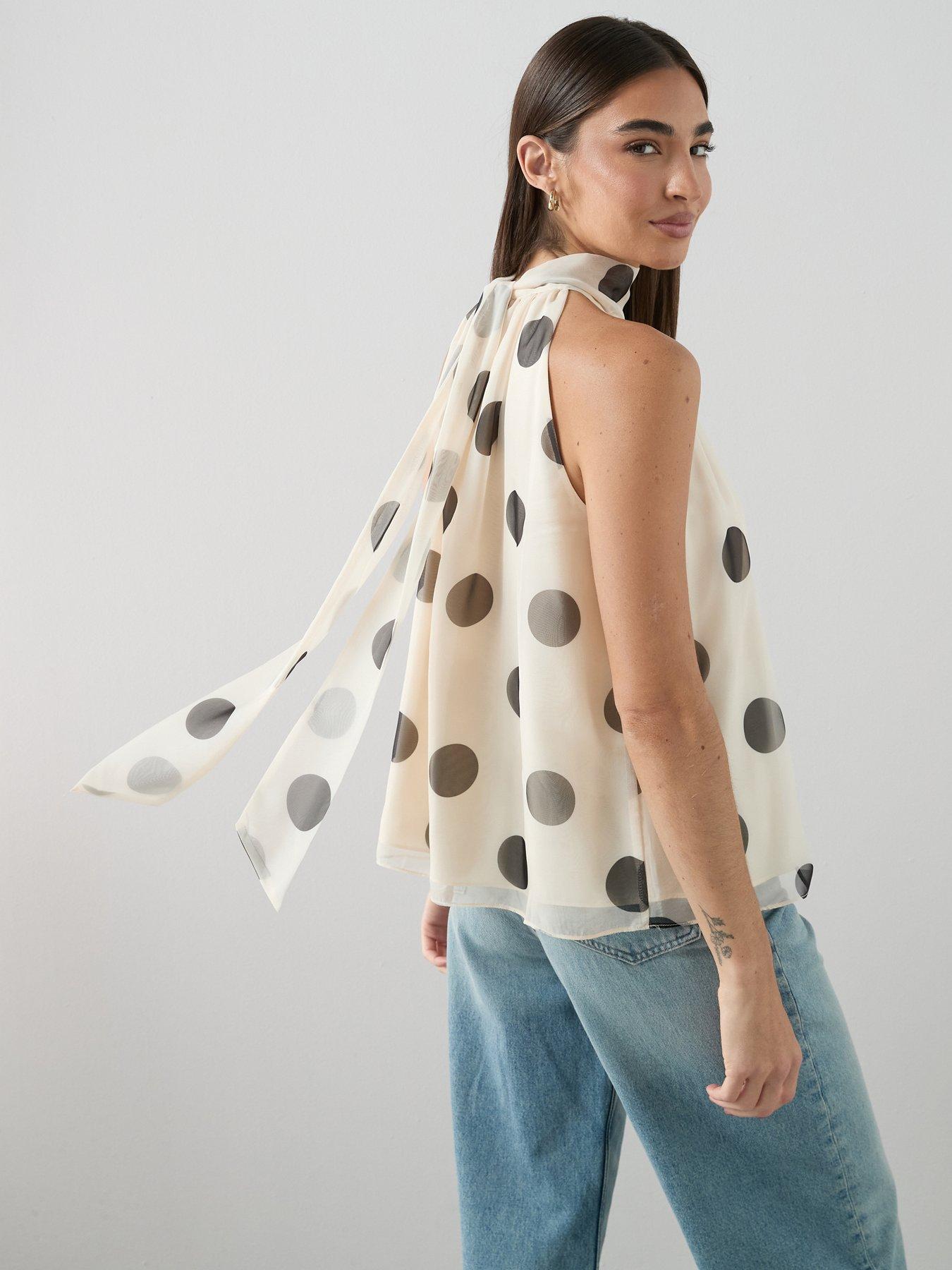 The Very Collection Polka Dot Tie Neck Blouse - Print