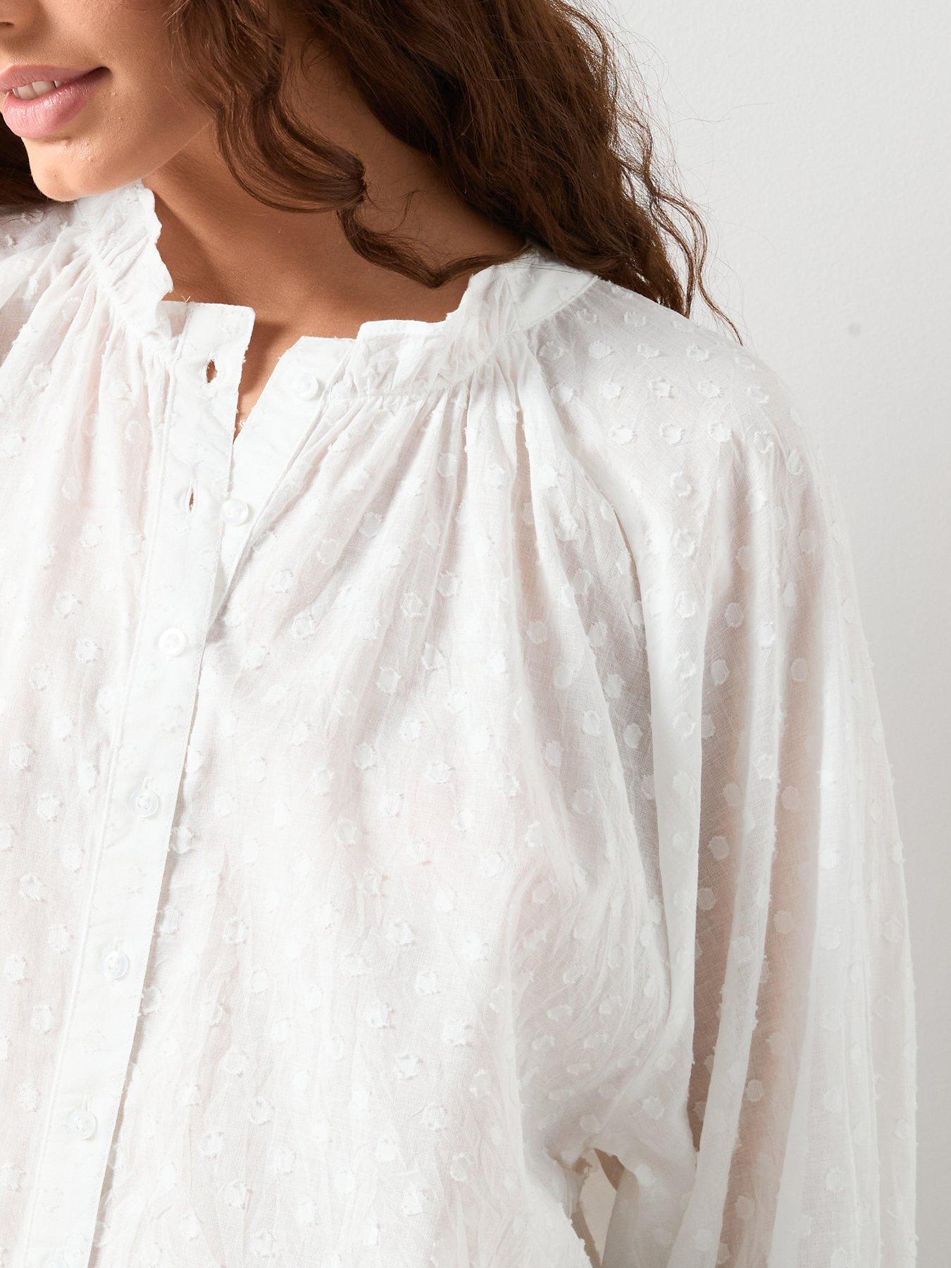 Image 5 of 6 of The Very Collection Dobby Button Through Cotton Blouse