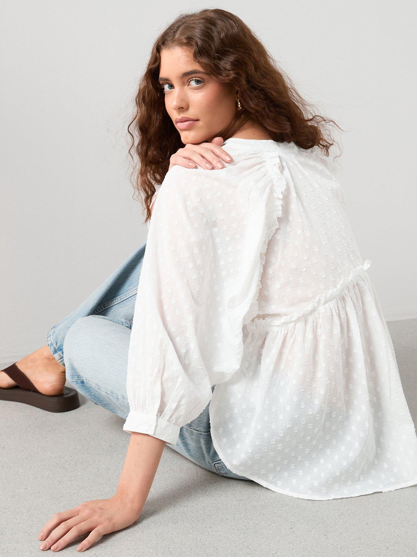 Image 6 of 6 of The Very Collection Dobby Button Through Cotton Blouse