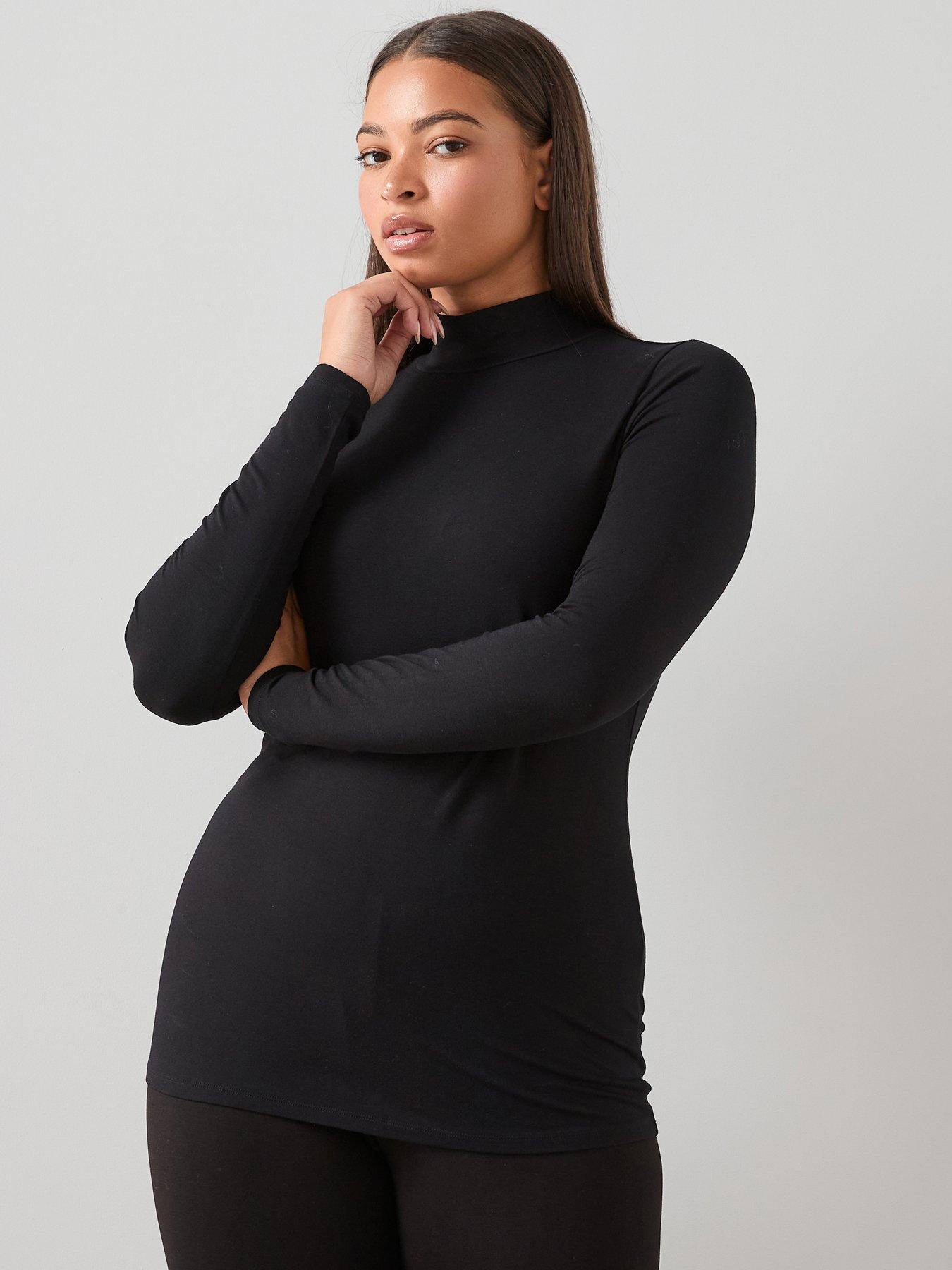 The Very Collection Curve Turtle Neck Long Sleeve Top - Black
