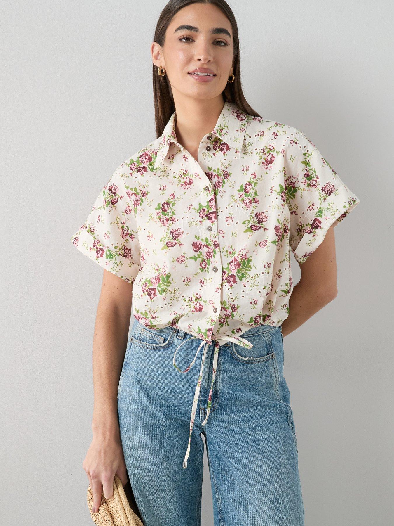 The Very Collection Floral Broderie Crop Shirt - Print