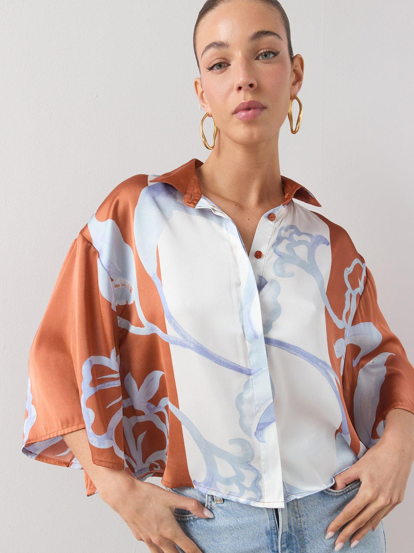 Image 1 of 7 of The Very Collection Printed Short Sleeve Button Up Co-Ord Shirt - Print