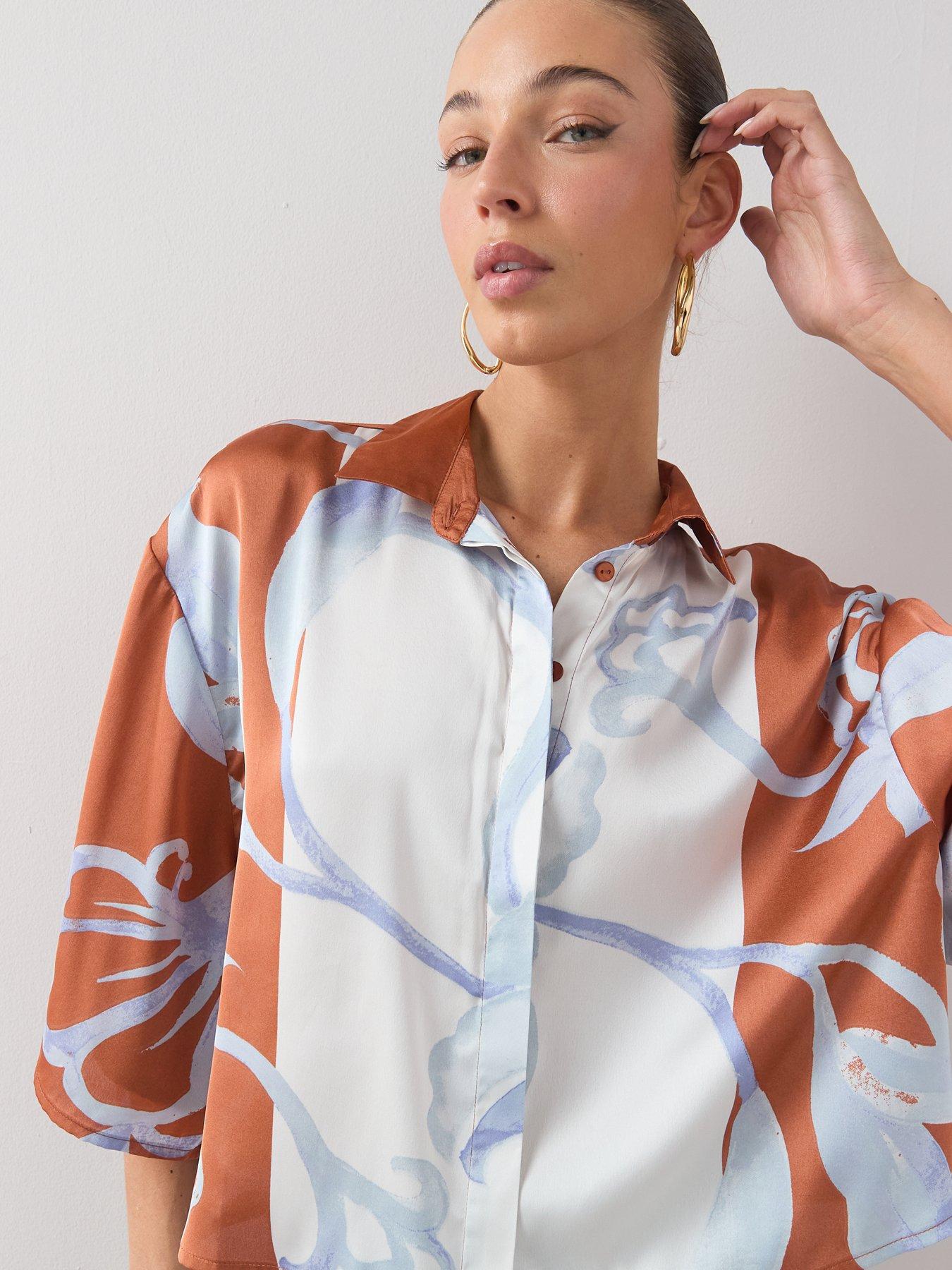 Image 4 of 7 of The Very Collection Printed Short Sleeve Button Up Co-Ord Shirt - Print