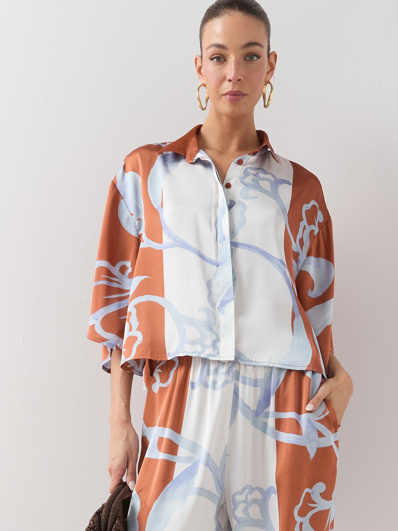 Image 5 of 7 of The Very Collection Printed Short Sleeve Button Up Co-Ord Shirt - Print