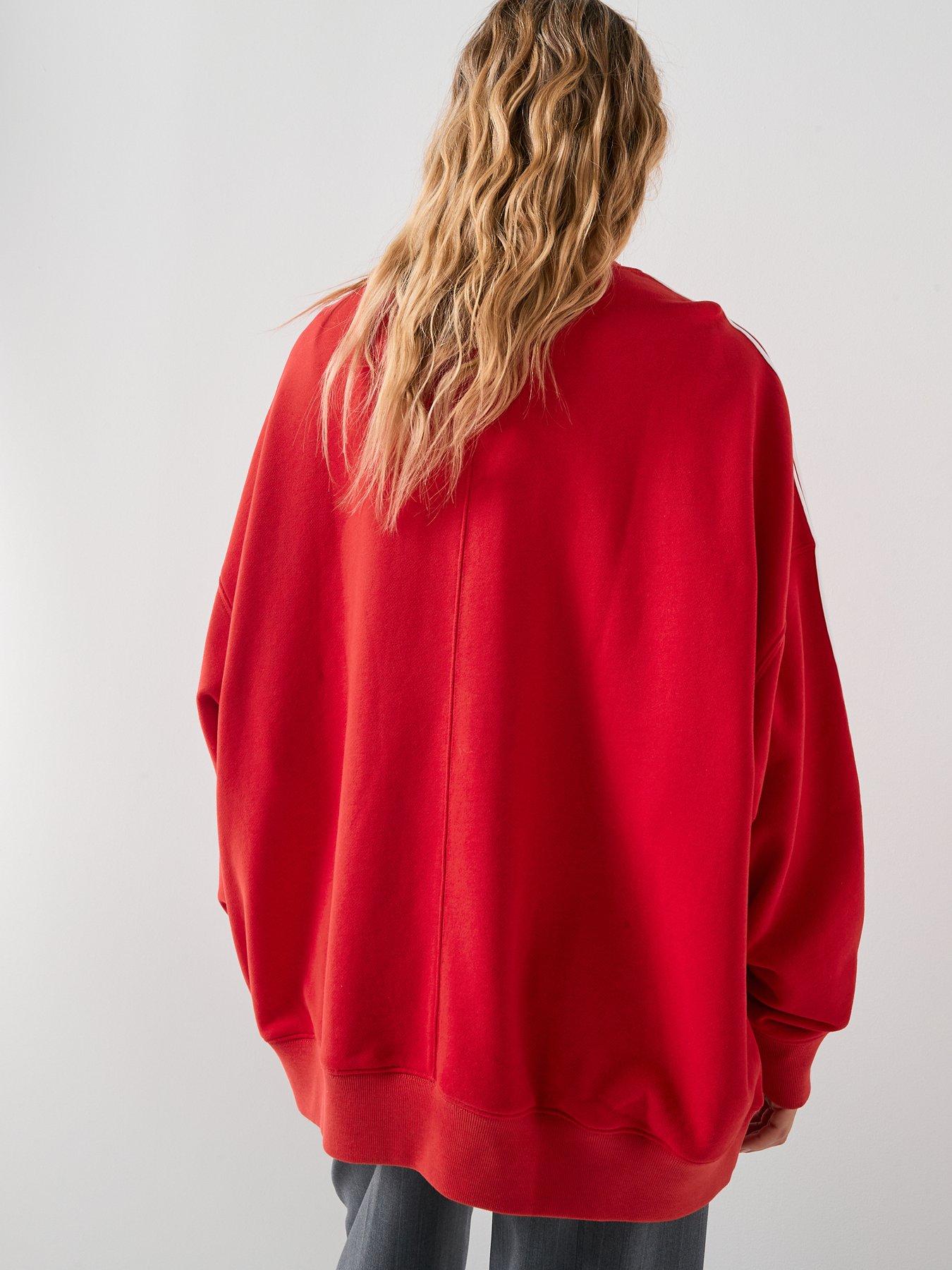 Image 2 of 5 of adidas Originals Women's 3 Stripes Oversized Adilenium Crew Sweater - Red