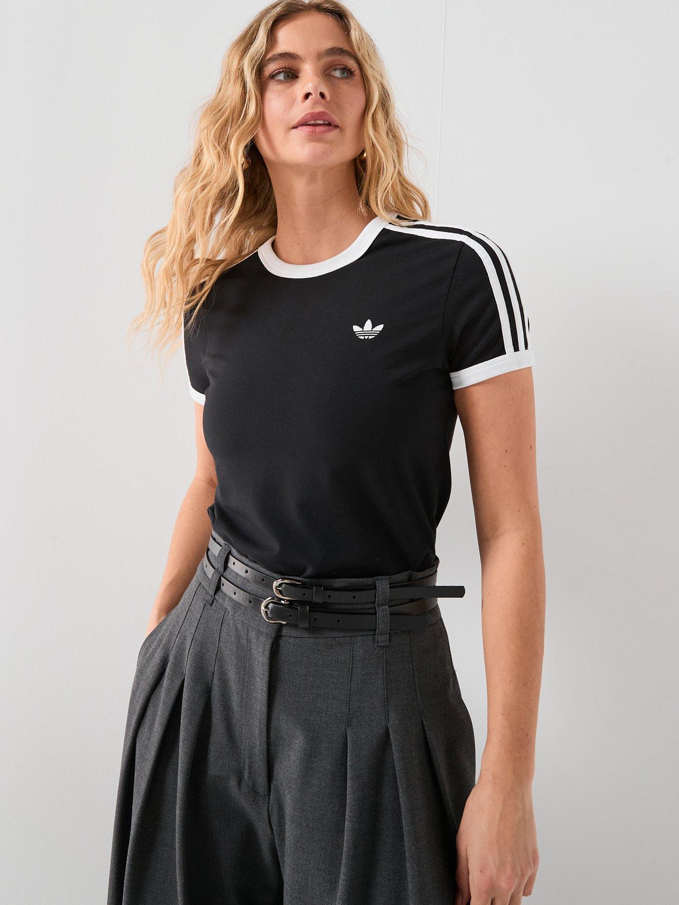 Adidas Originals Women'S 3 Stripes Slim Fit T-Shirt - Black