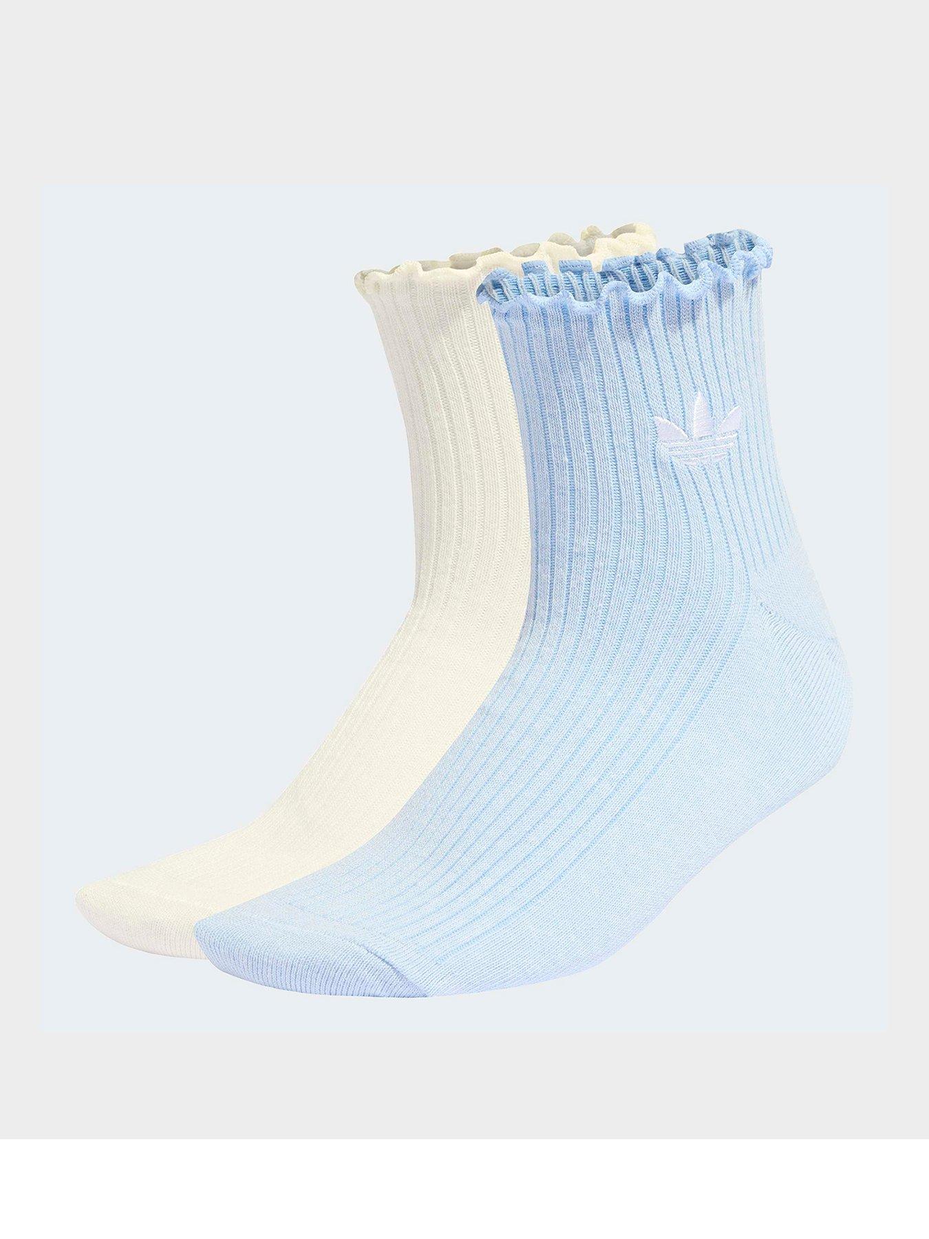 adidas Originals Ruffle Quarter Length Frill Socks 2 Pack - Blue