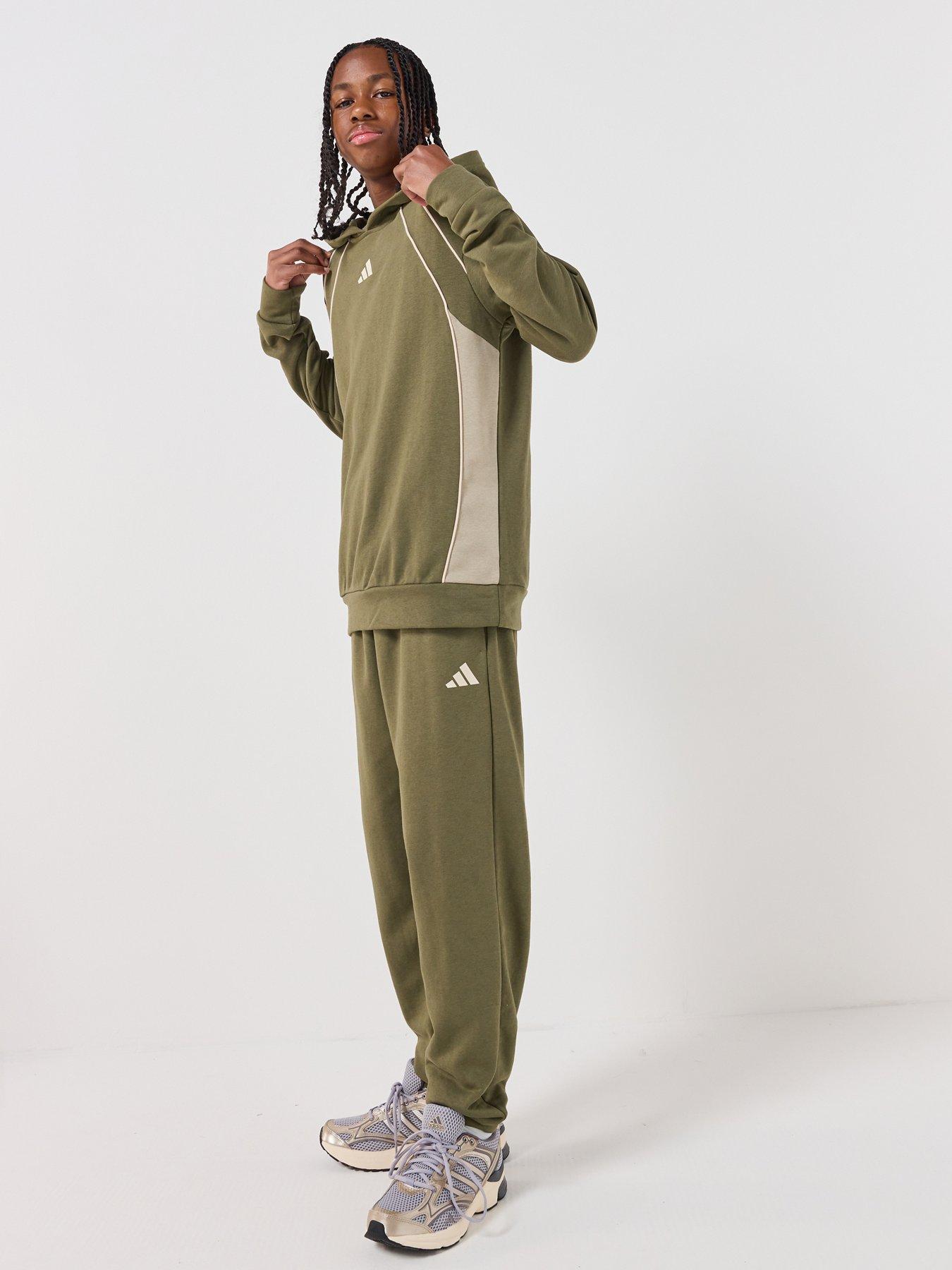 adidas Sportswear Junior Unisex Color Block Tracksuit, Green, Size 15-16 Years