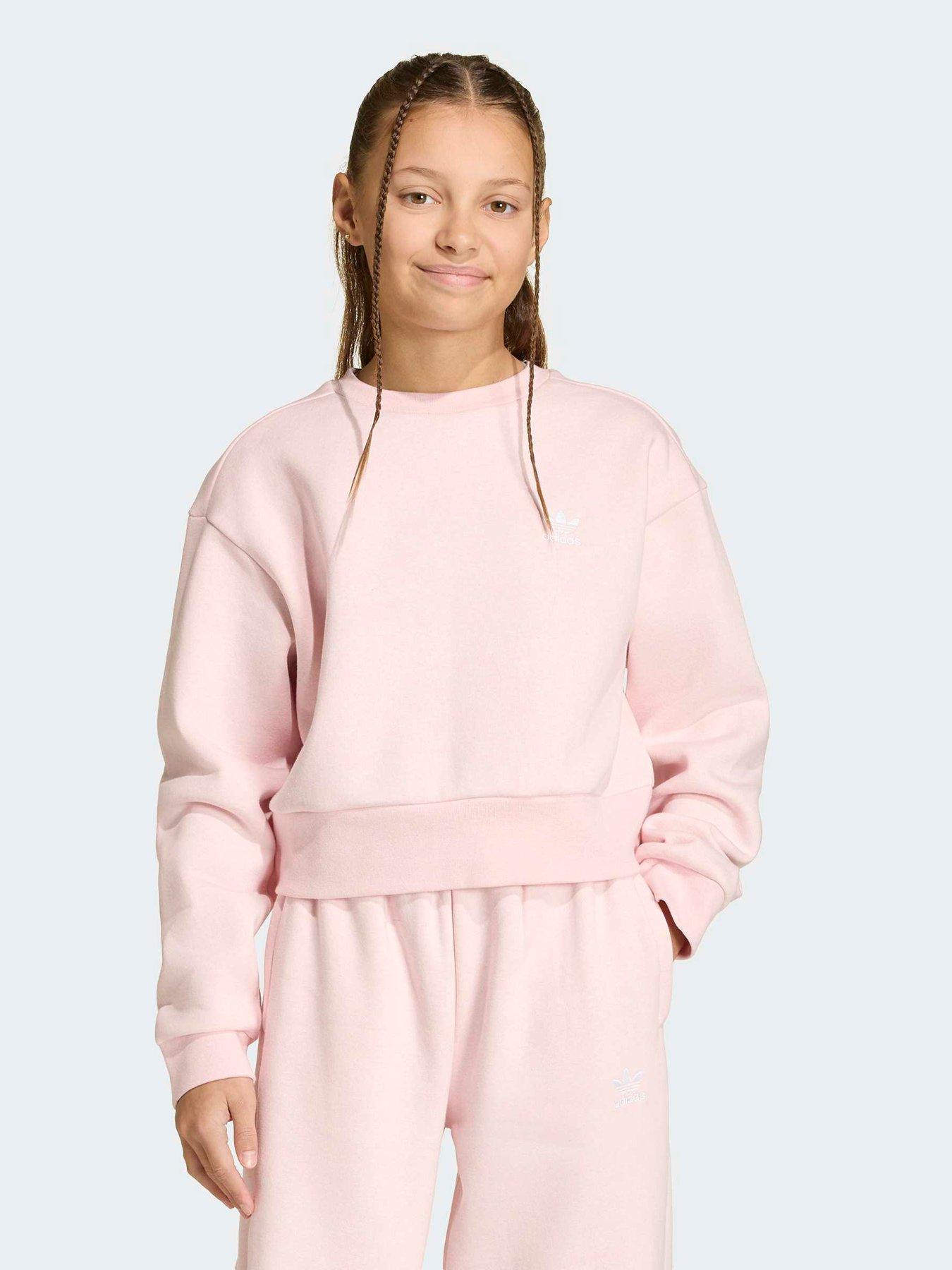 adidas Originals Junior Girl's Boxy Crew Sweatshirt, Pink, Size 7-8 Years