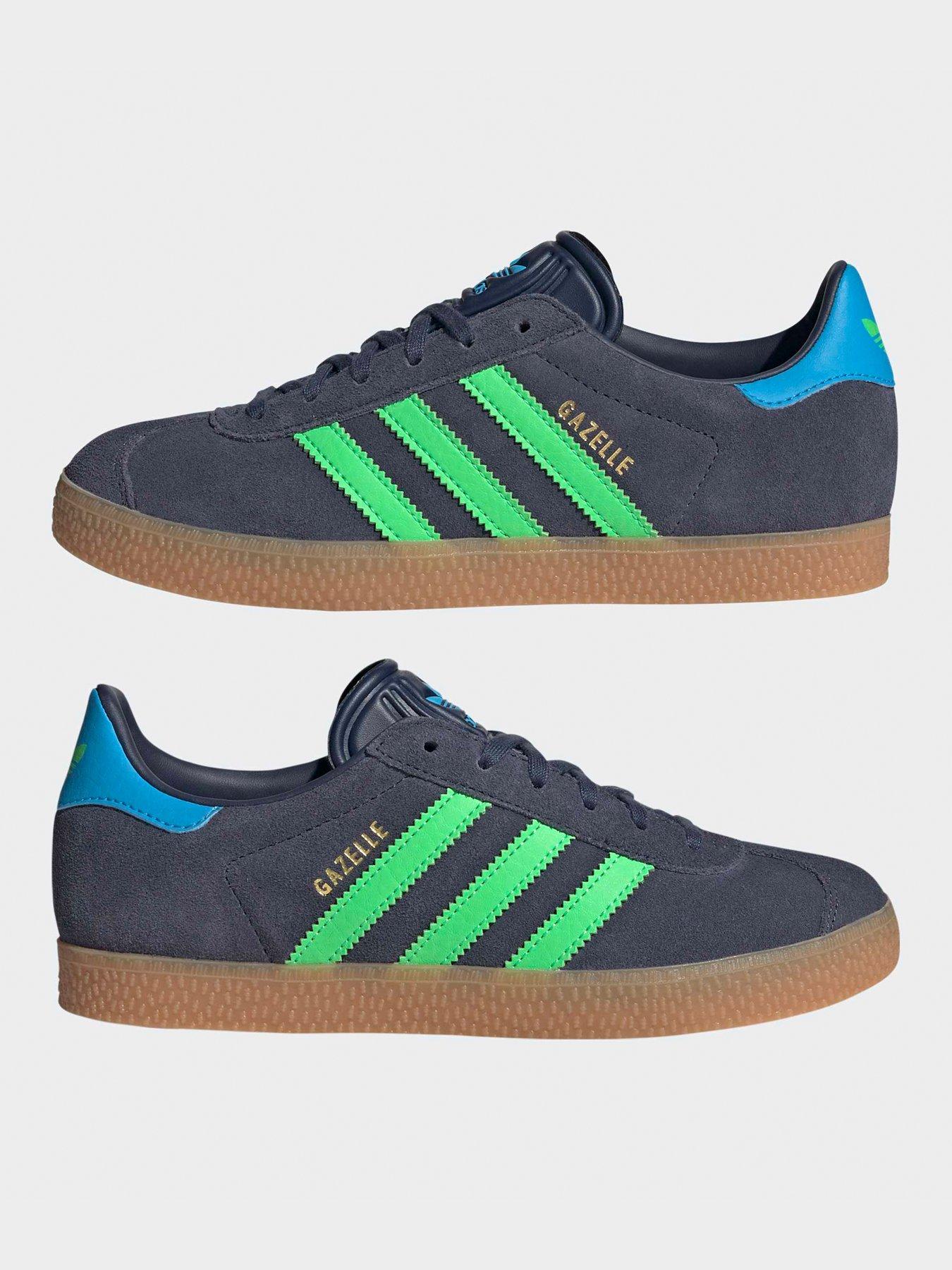 adidas gazelle silver green womens adidas Originals Gazelle trainers in Collegiate Navy