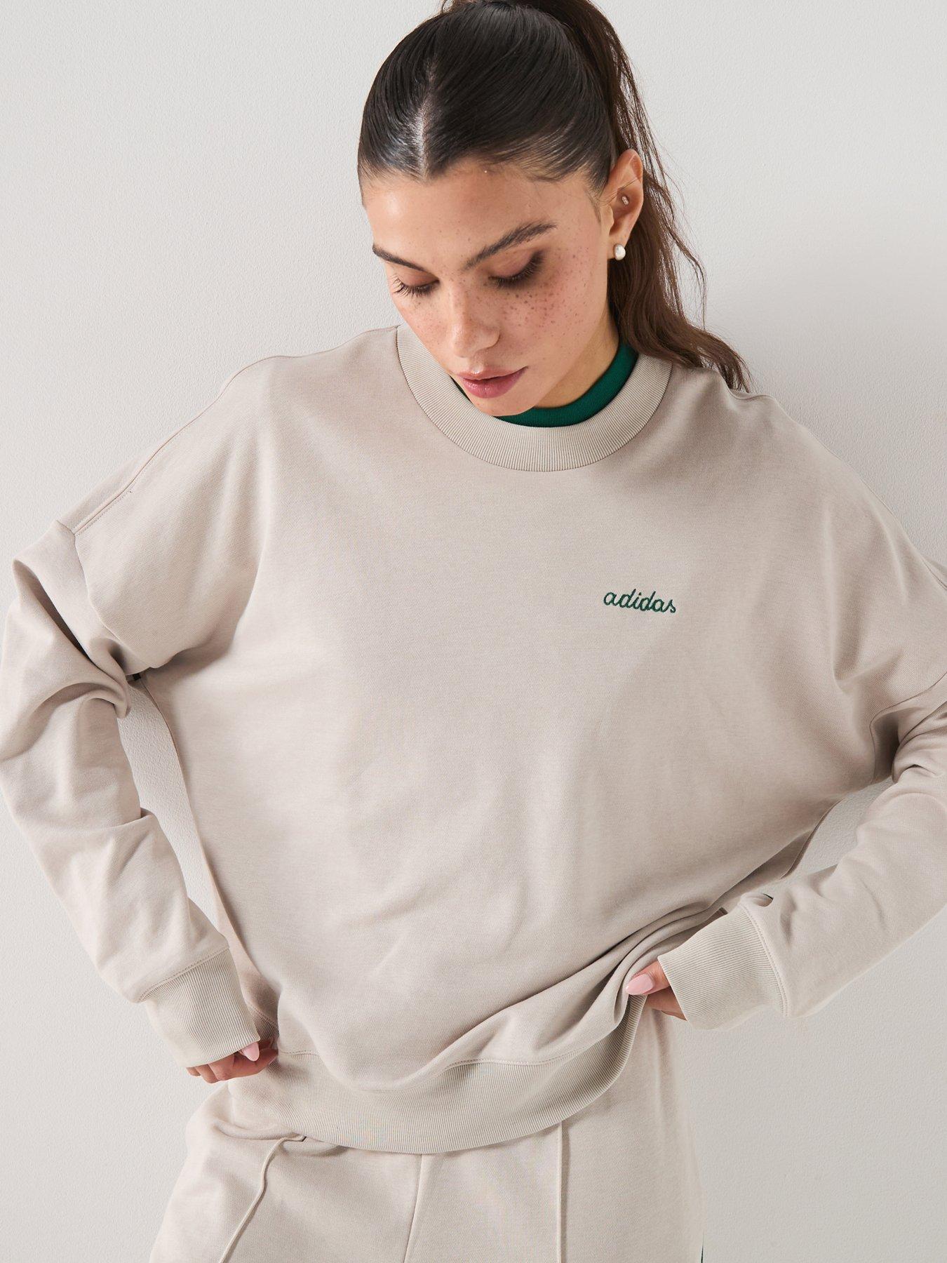 Adidas Sportswear Women'S Seasonal Essentials Colourpop Sweatshirt With Embroidered Graphic - Beige