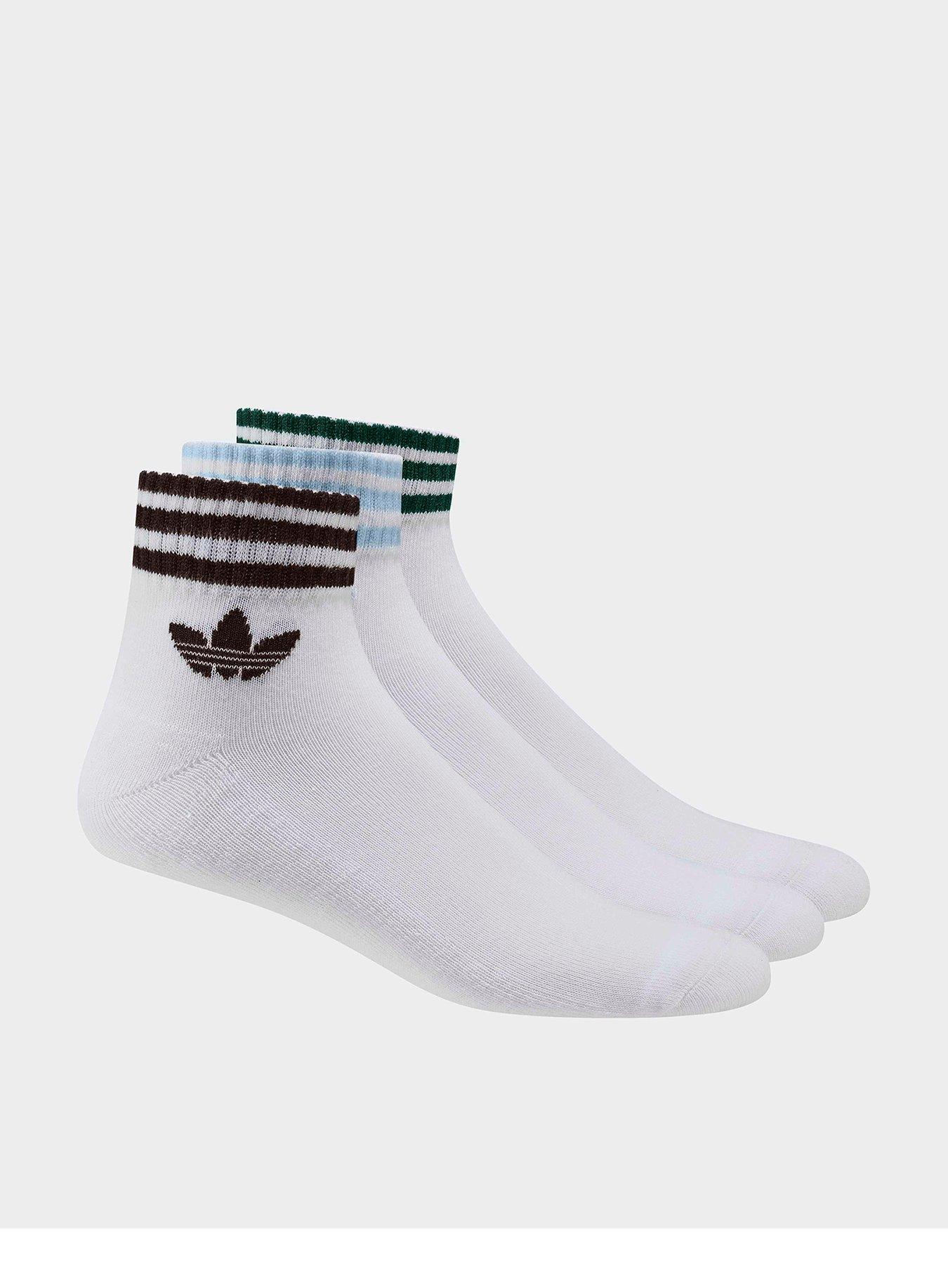 adidas Originals Unisex 3 Stripe Ankle Socks 3 Pack - White