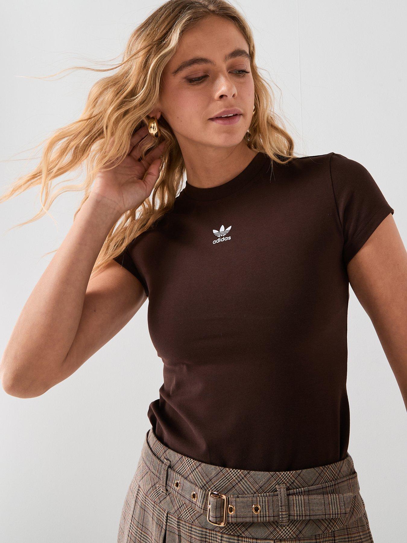 adidas Originals Women's Essentials Baby Slim Fit T-Shirt - Brown