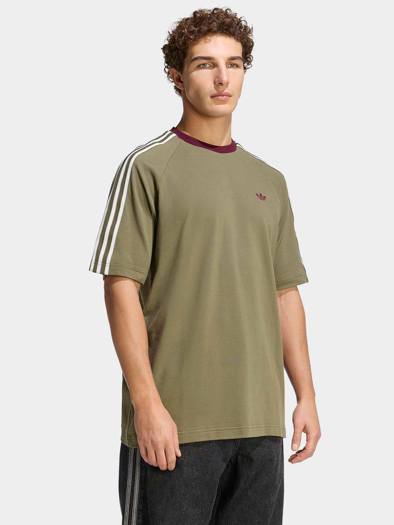 adidas Originals Britcore Ringer T-Shirt, Olive Strata, Size S, Men