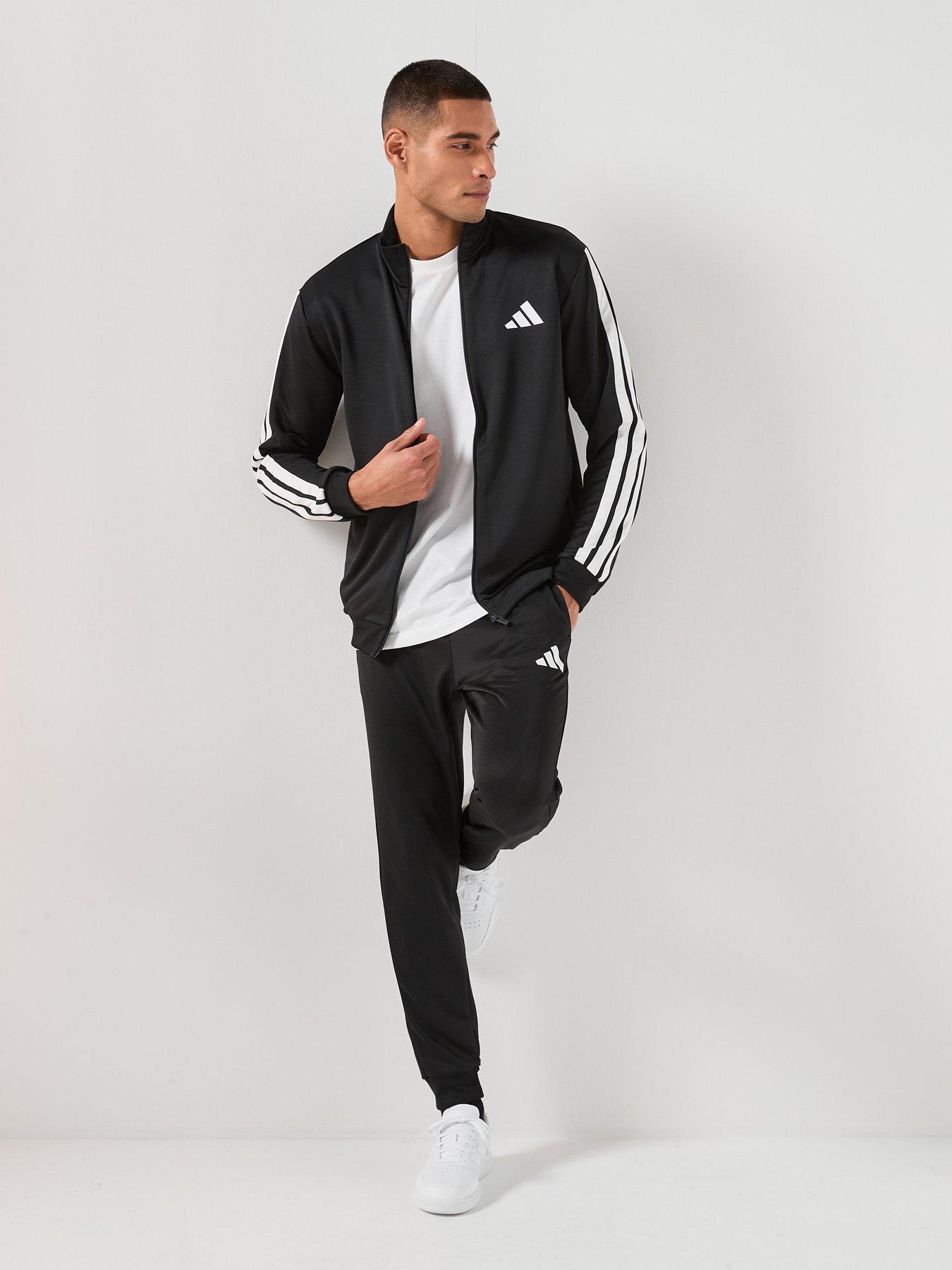 adidas Sportswear Men's 3 Stripes Tracksuit, Black, Size S, Men