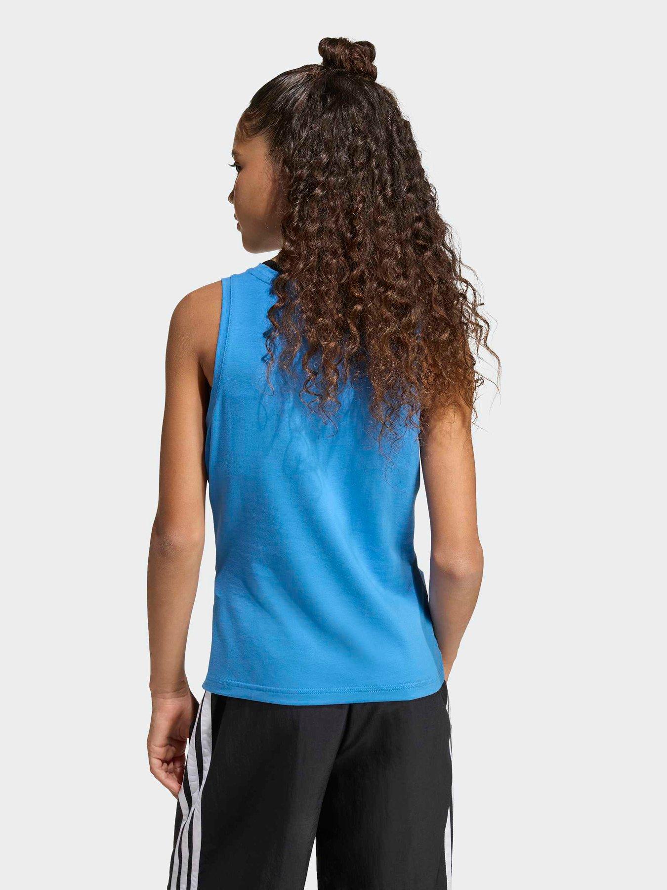 Image 2 of 6 of adidas Sportswear Junior Girls Girls Linear Single Jersey Tank - Blue
