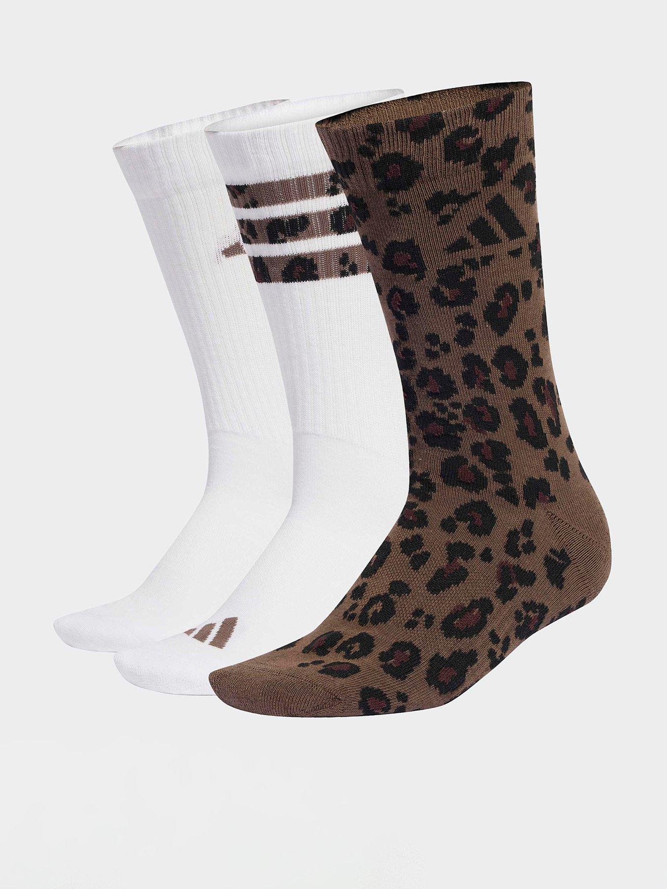 adidas Sportswear Unisex 3 Pack Leopard Print Socks, Multi, Size Xs, Women