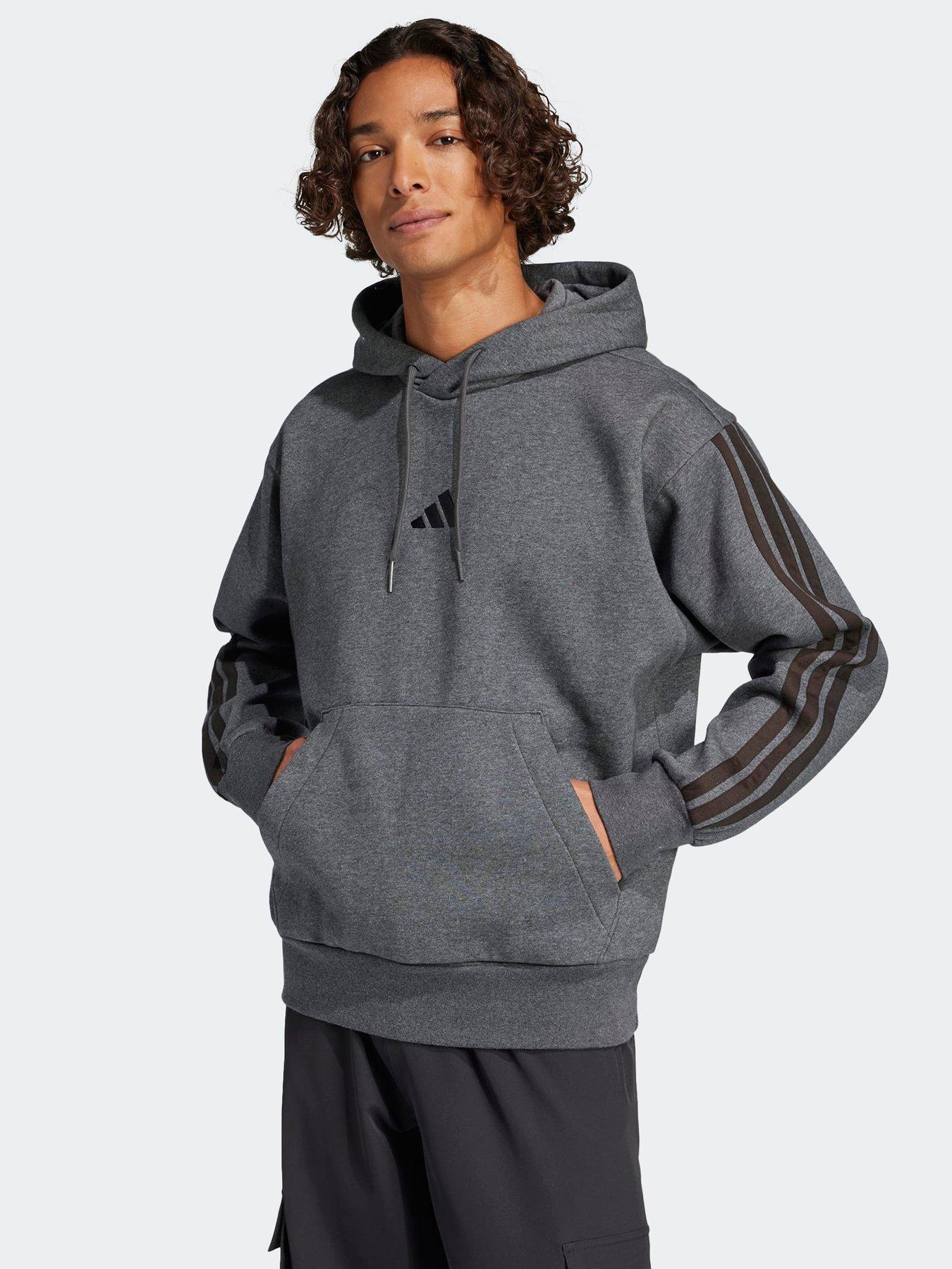 adidas Sportswear Men's Essentials Three Stripes Fleece Hoodie - Grey