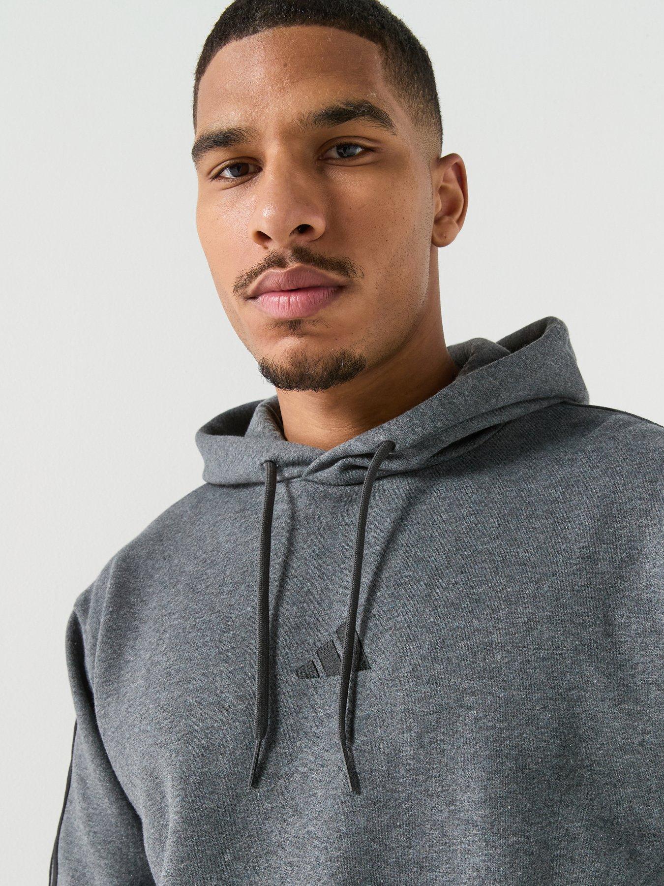 adidas Sportswear Men's Essentials Three Stripes Fleece Hoodie - Grey ...