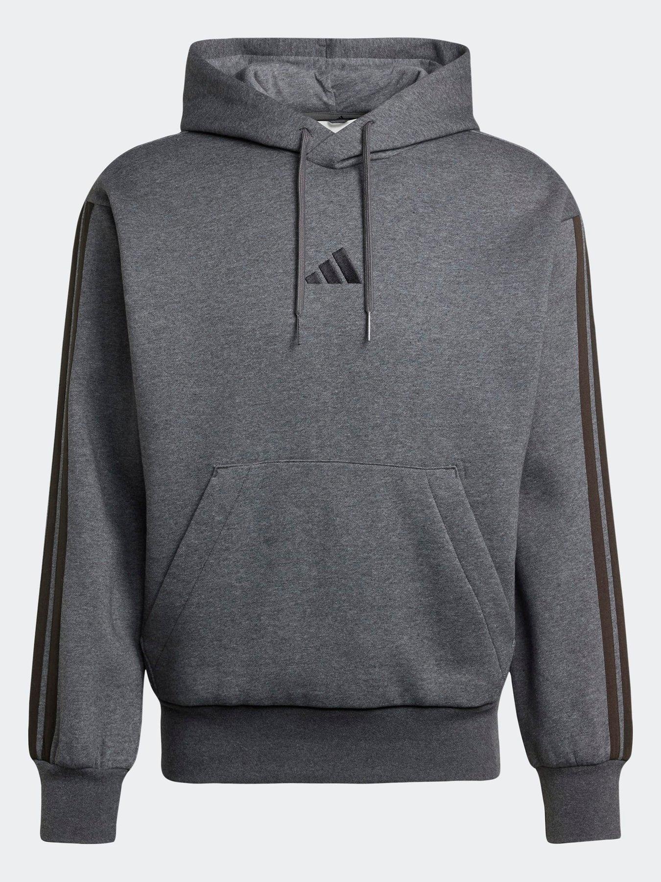 adidas Sportswear Men's Essentials Three Stripes Fleece Hoodie - Grey ...