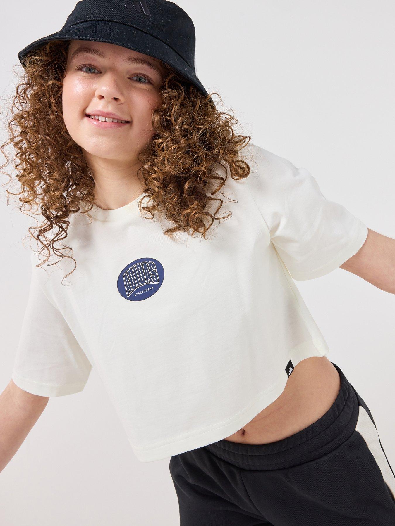 adidas Sportswear: Junior Girls Stadium Graphic Cropped T-Shirt Junior - White