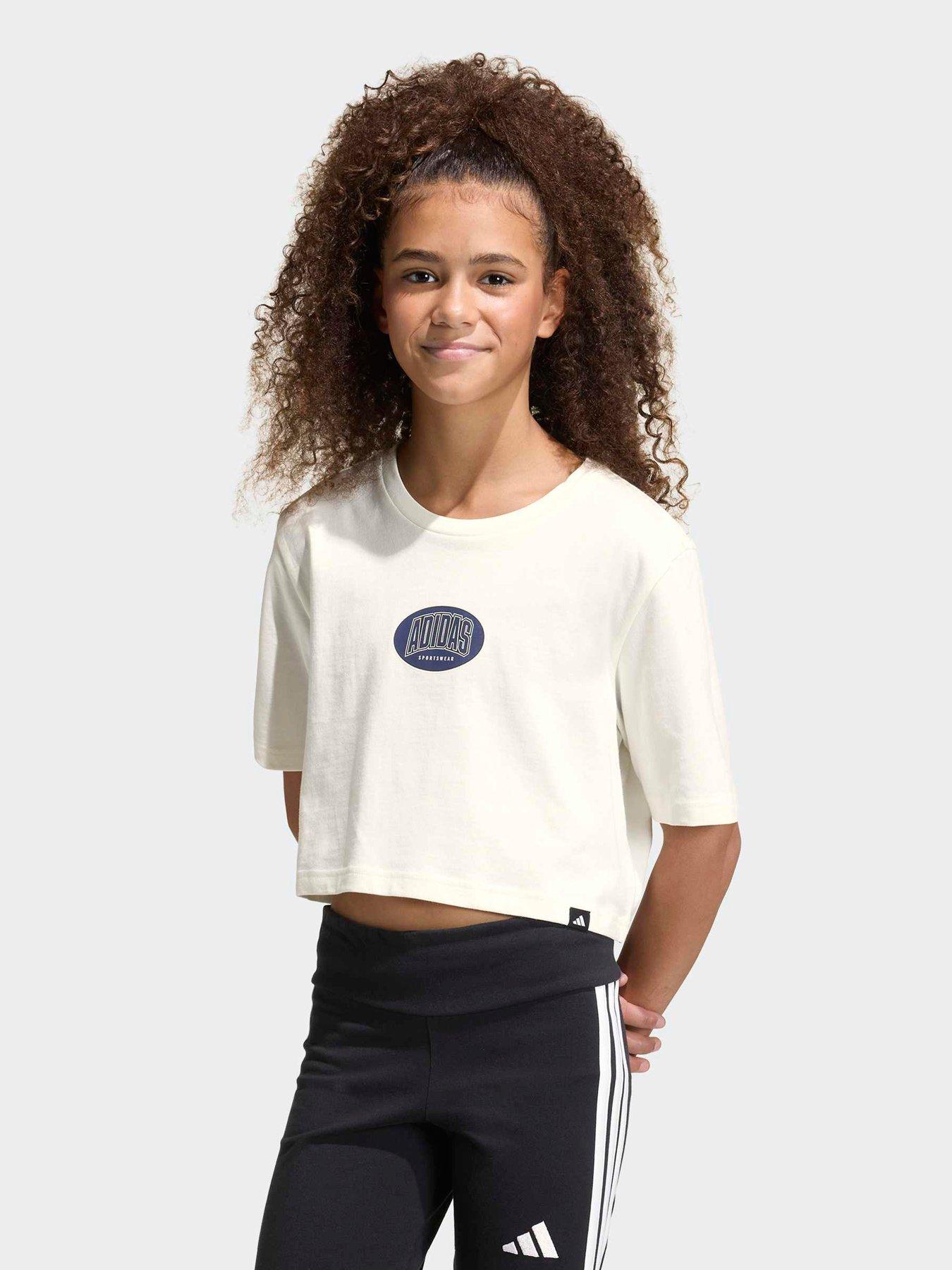 adidas Sportswear Junior Girls Stadium Graphic Cropped T-Shirt Junior - White