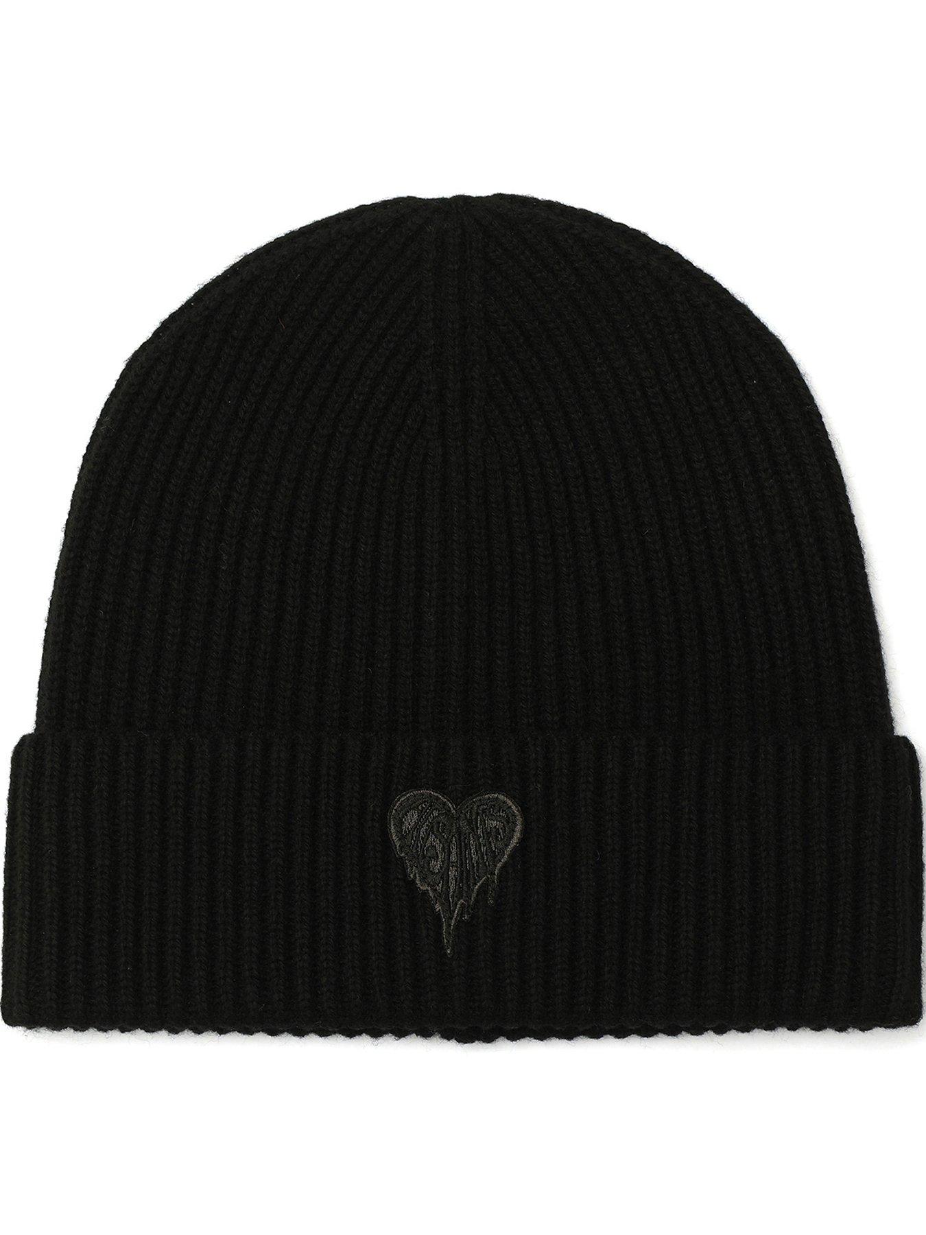AllSaints Heart Logo Beanie Hat - Black