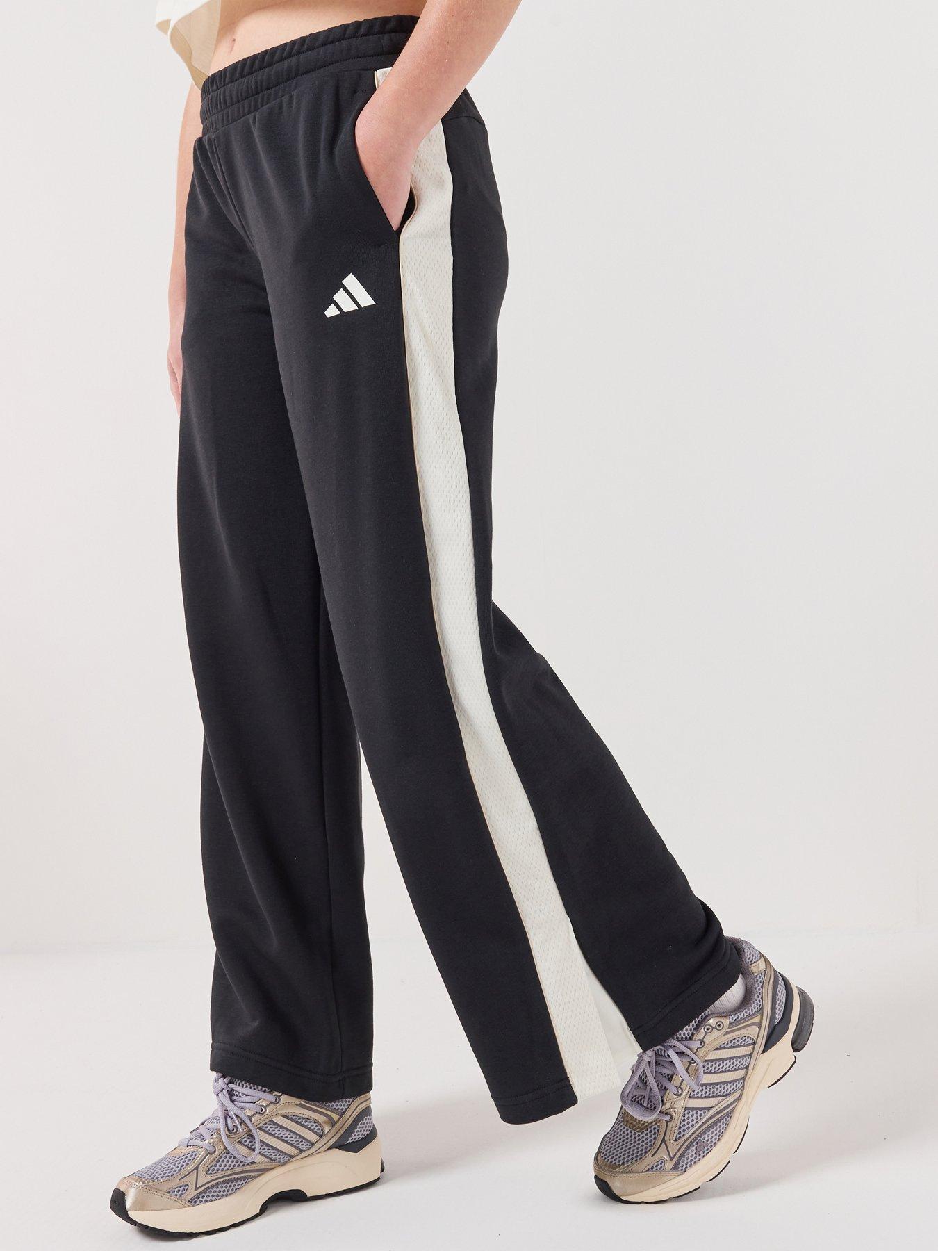 adidas Sportswear Junior Girls Wide Leg Pants, Black/Owhite, Size 7-8 Years