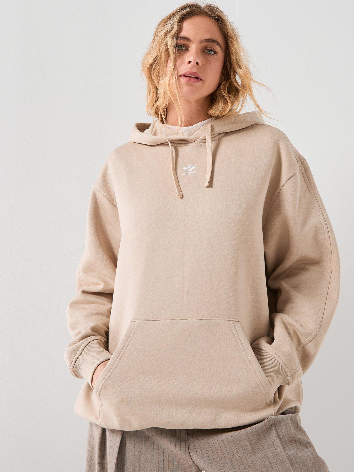 Adidas Originals Women'S Essentials Oversized Fleece Hoodie - Beige
