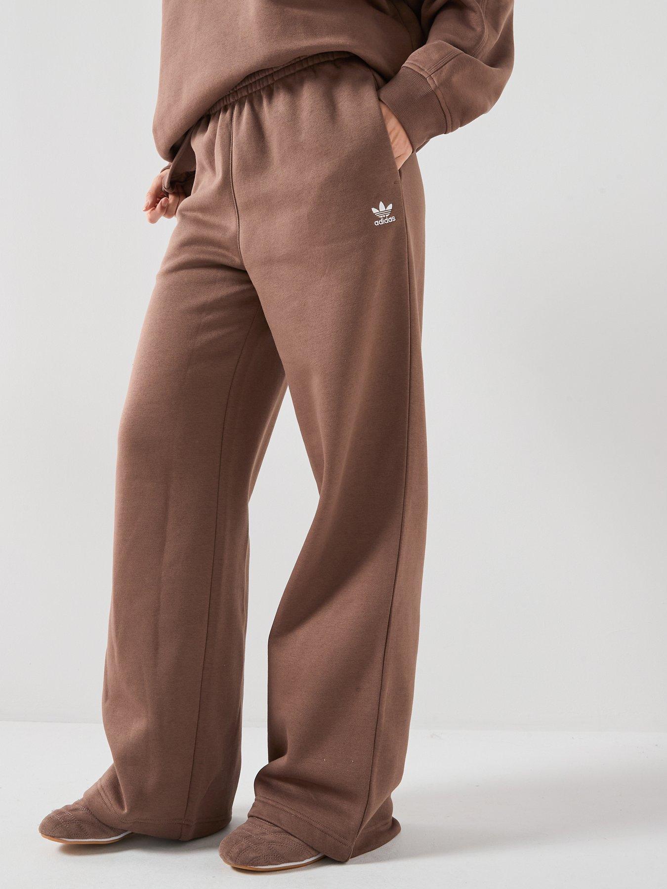 Image 1 of 6 of adidas Originals Women's Essentials Wide Leg Fleece Pants - Brown