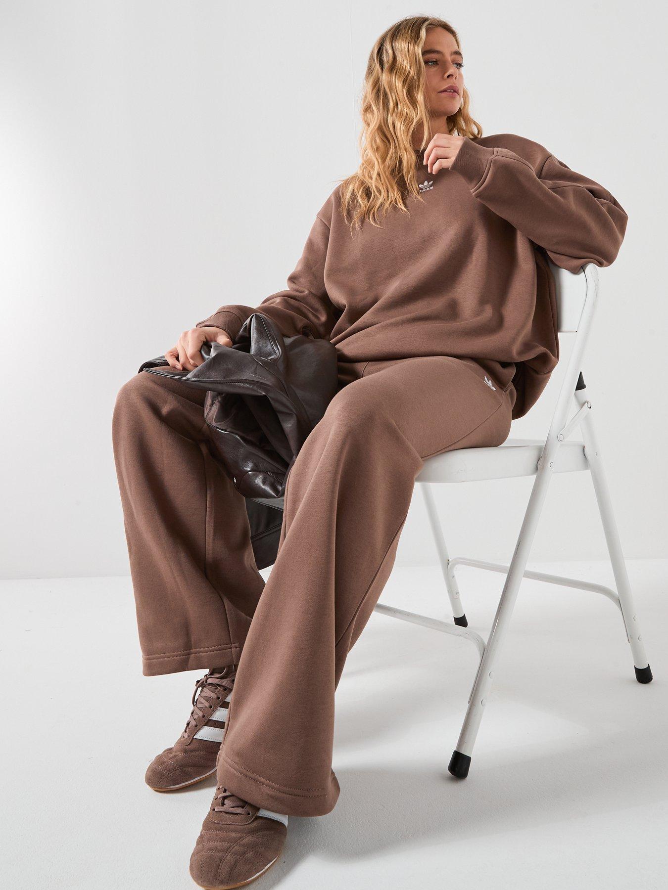 Image 6 of 6 of adidas Originals Women's Essentials Wide Leg Fleece Pants - Brown