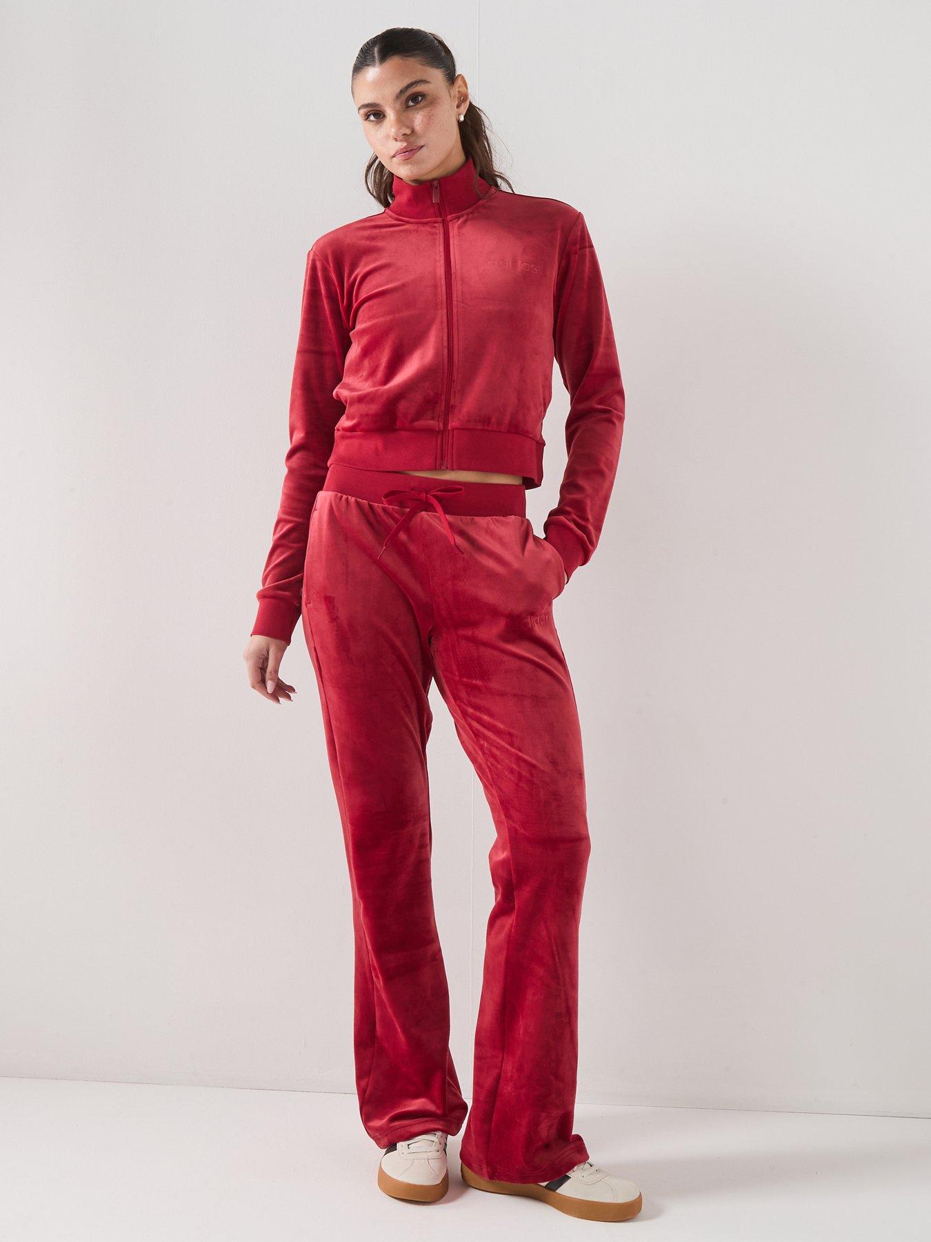 adidas Sportswear Women's Glam Velvet Tracksuit - Burgundy
