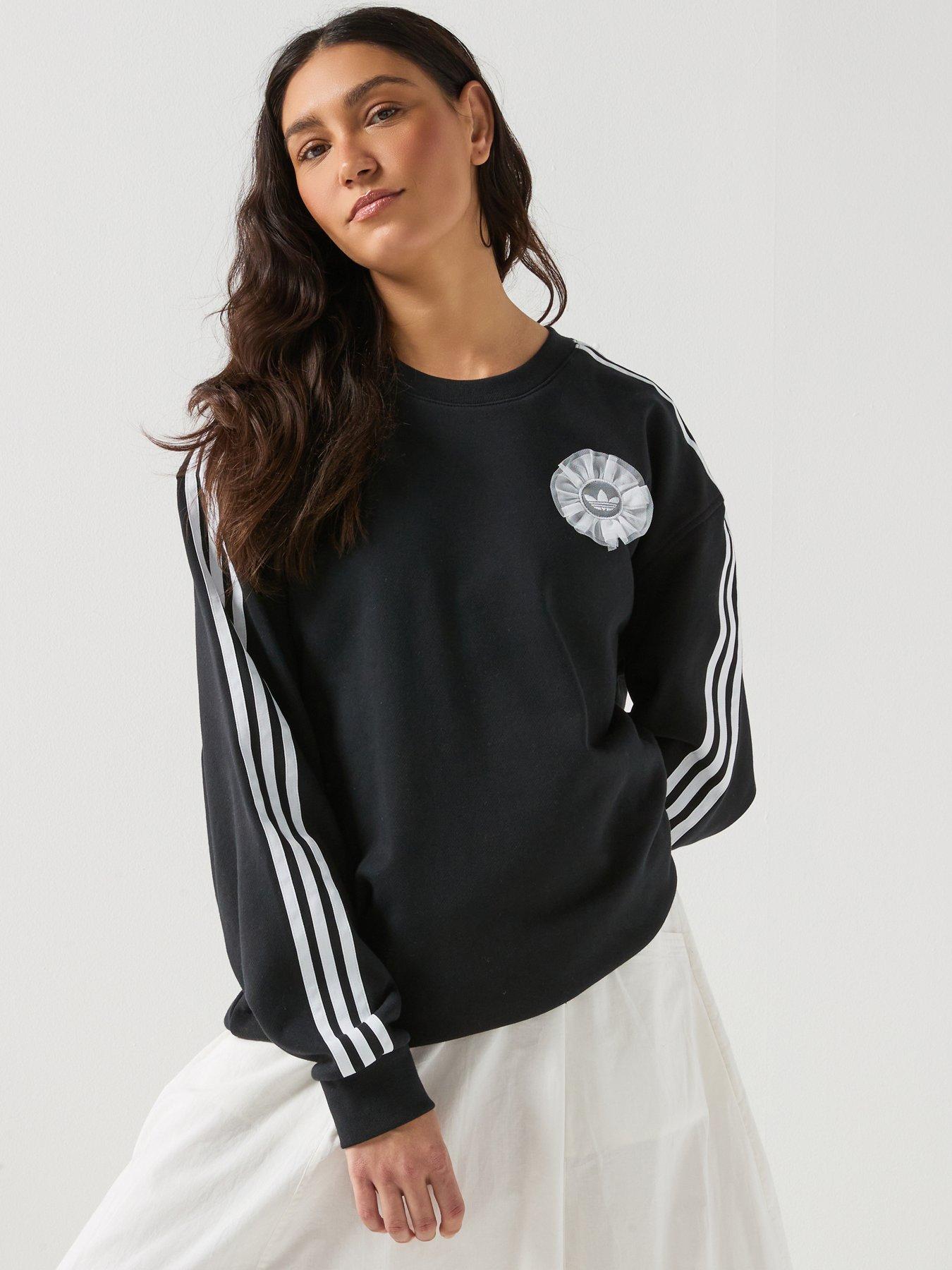 adidas Originals Womens Branded Crew Top, Black, Size Xl, Women