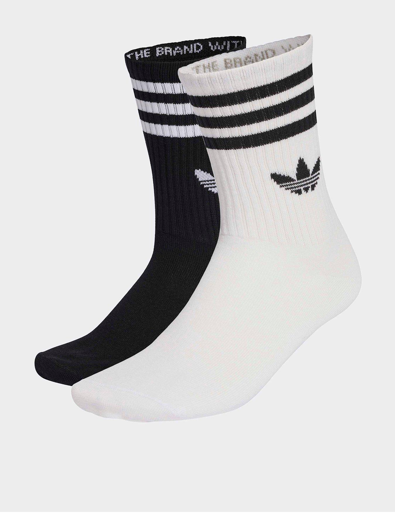 adidas Originals Unisex 3 Stripe Crew Socks 10 Pack - Black/White