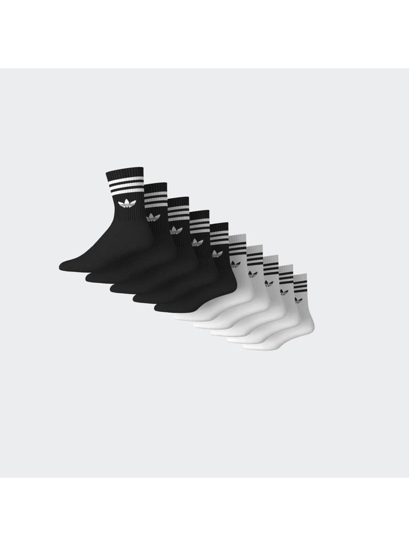 Image 5 of 5 of adidas Originals Unisex 3 Stripe Crew Socks 10 Pack - Black/White