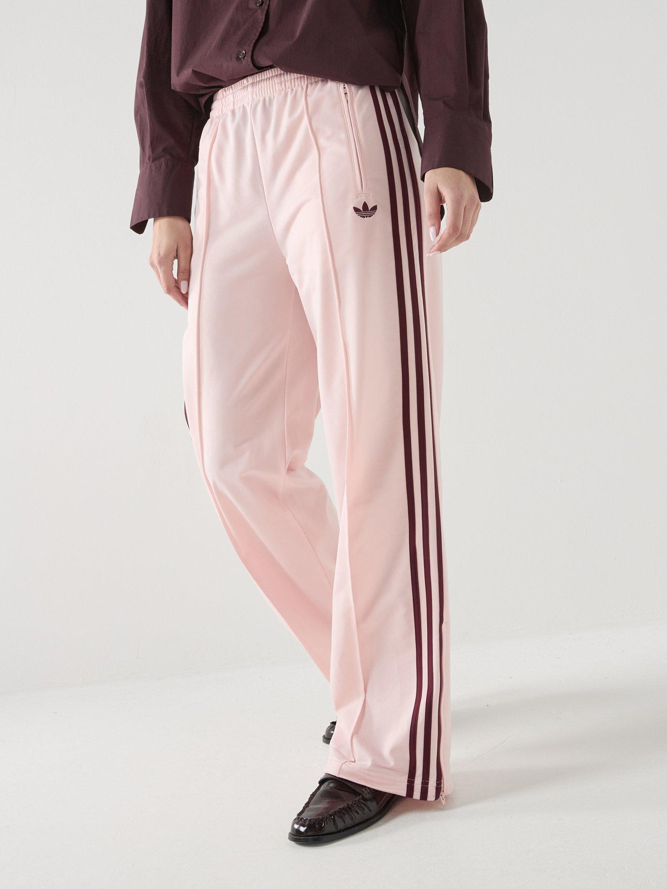 Adidas Originals Womens Firebird Loose Fit Tracksuit Pants - Sandy Pink/Maroon