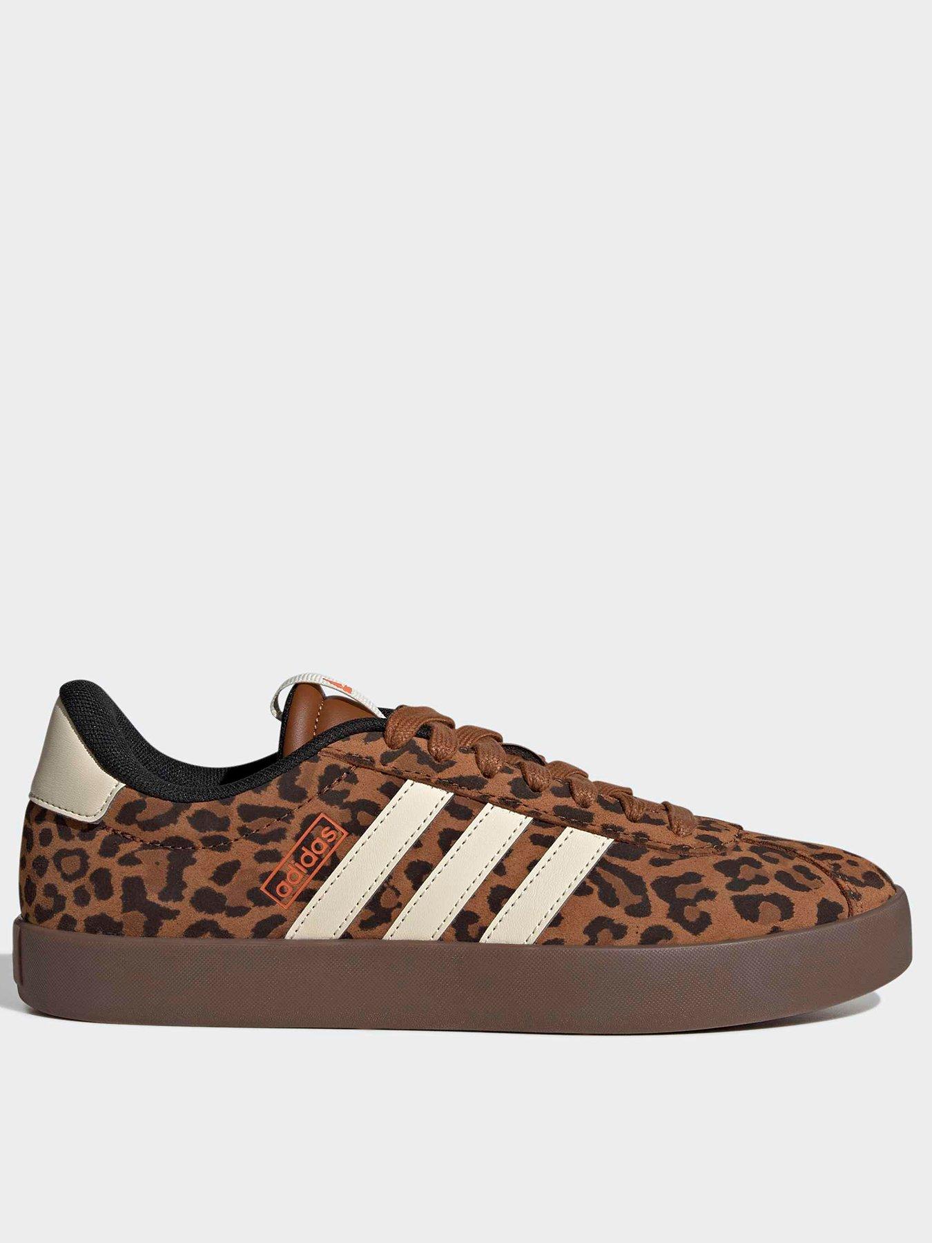 adidas Sportswear Womens VL Court Leopard Trainers - Brown