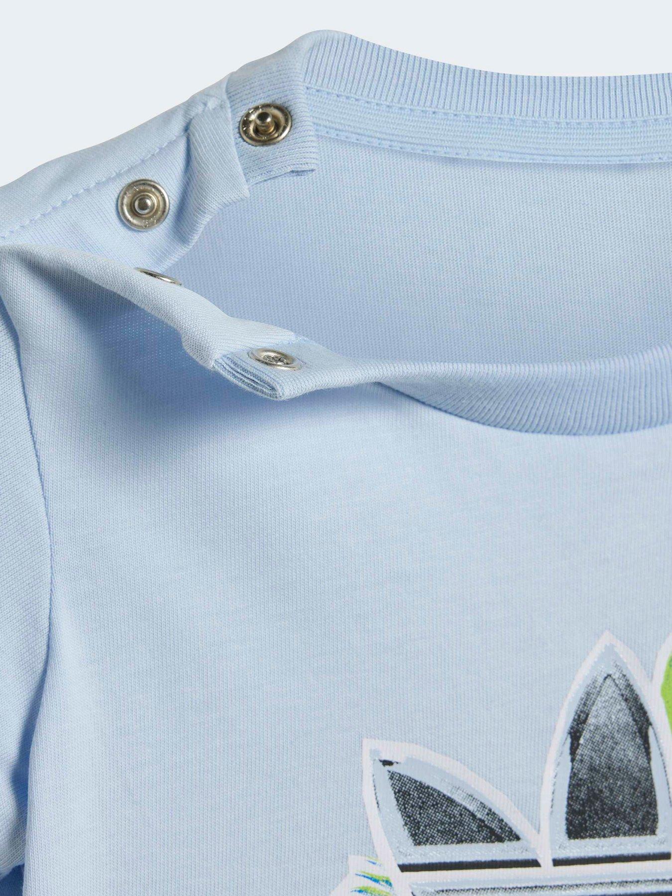 Image 5 of 6 of adidas Originals Infant Unisex Floral Printed Short And T-Shirt Set - Blue