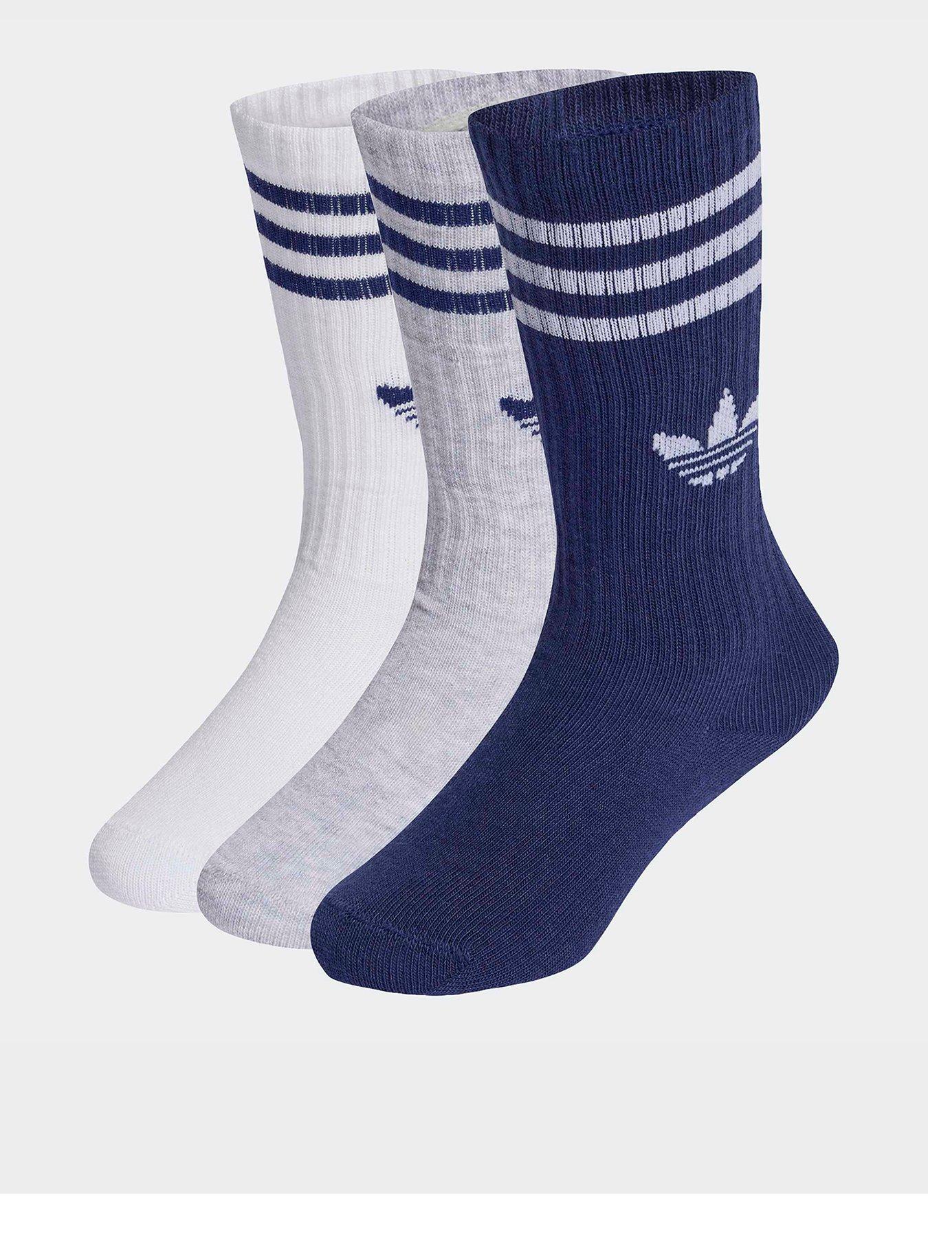 Image 1 of 3 of adidas Originals Kids 3-Stripes Crew Socks 6 Pairs - Blue