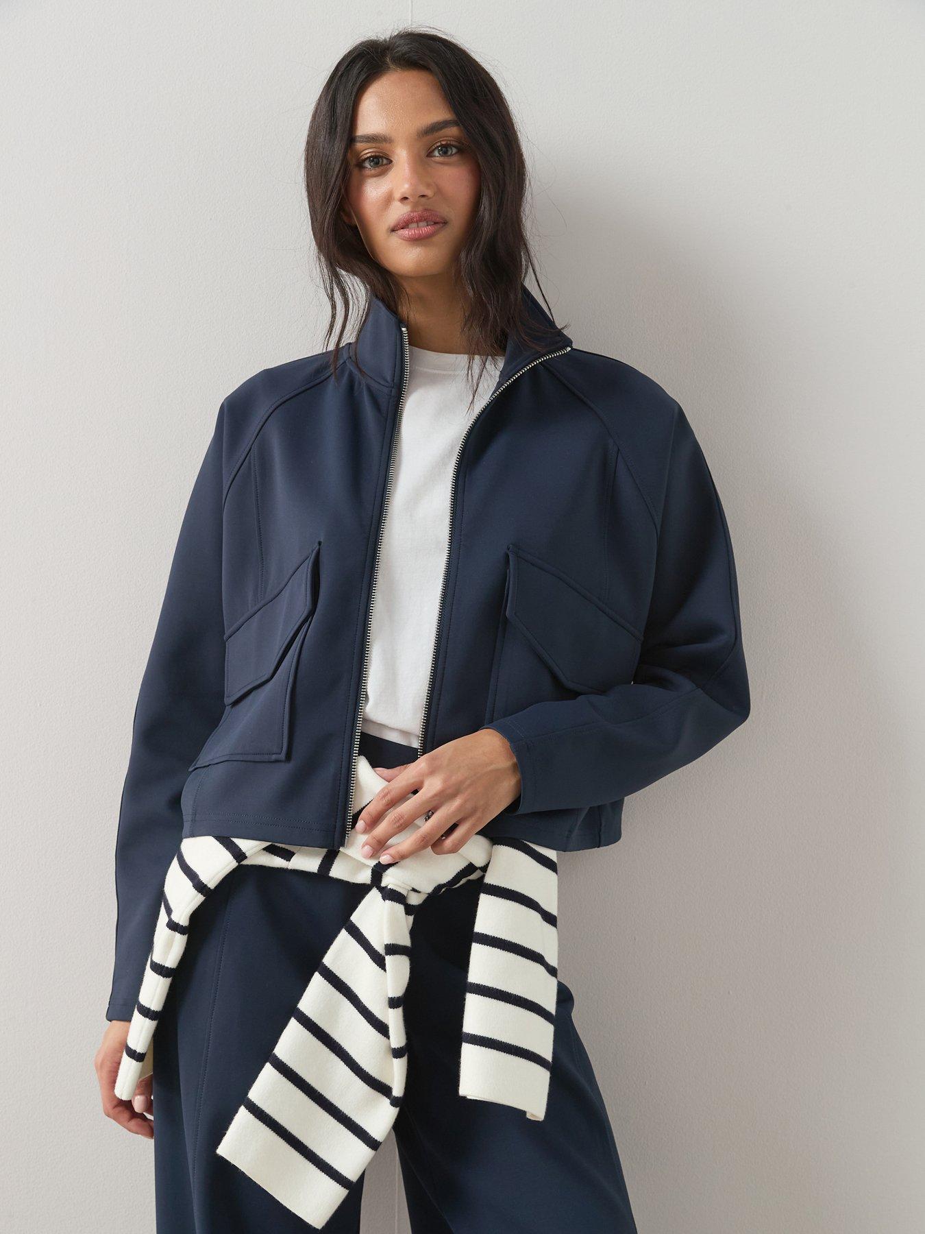 The Very Collection Scuba Utility Jacket Co-Ord - Navy