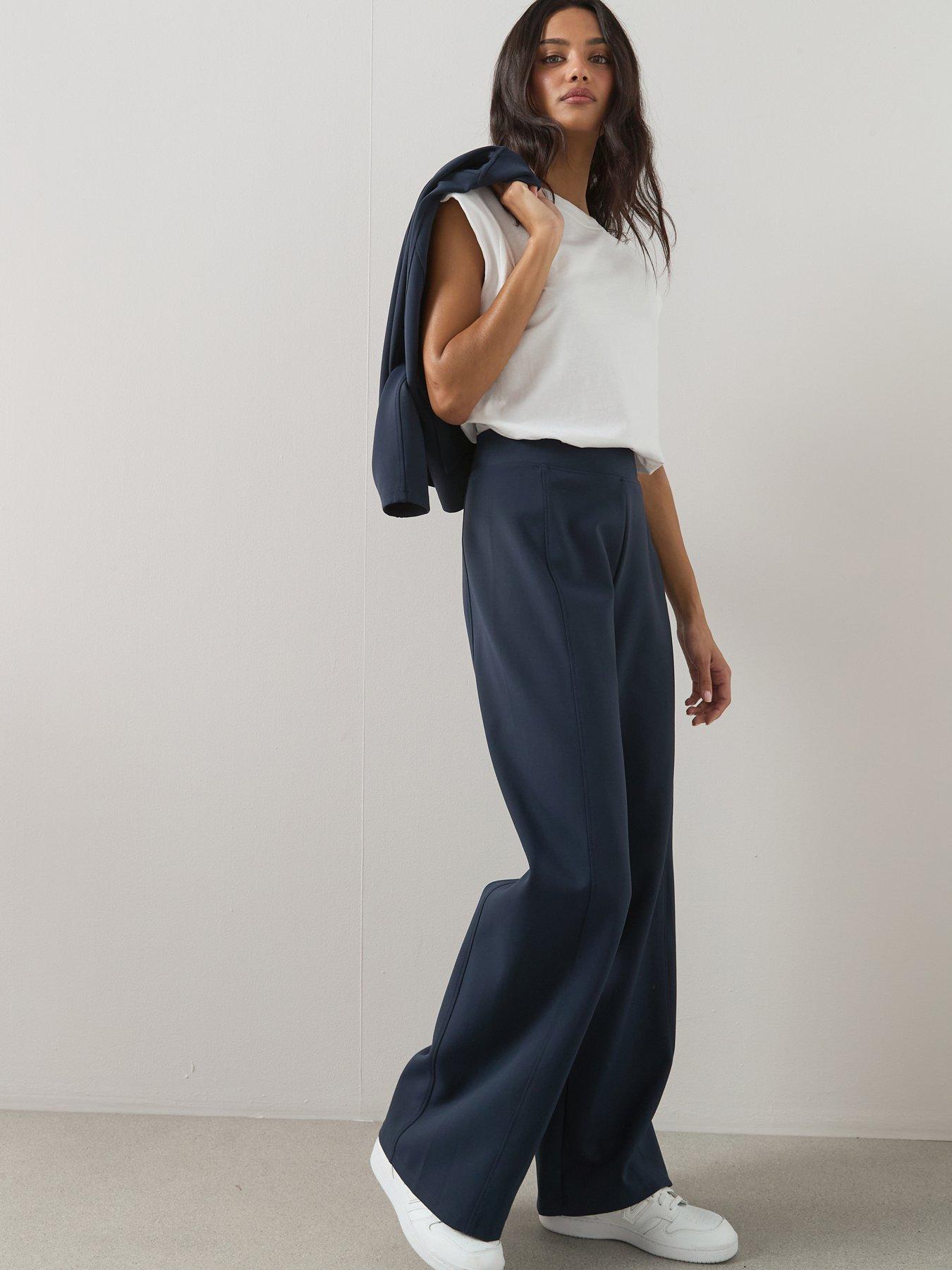 The Very Collection Scuba Wide Leg Trouser Co-Ord - Navy