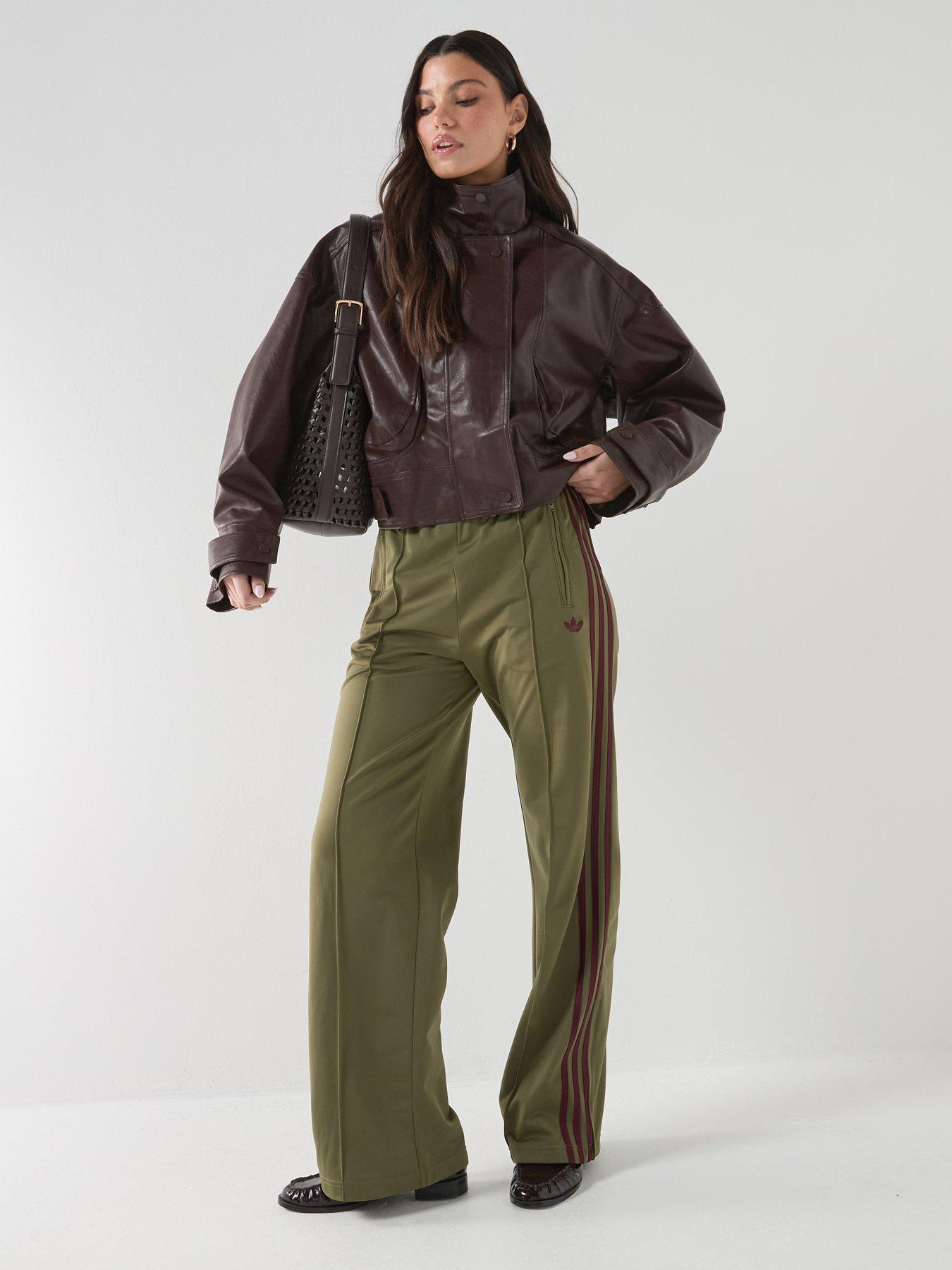 Image 1 of 7 of adidas Originals Firebird Loose Track Pants - Olive/Maroon