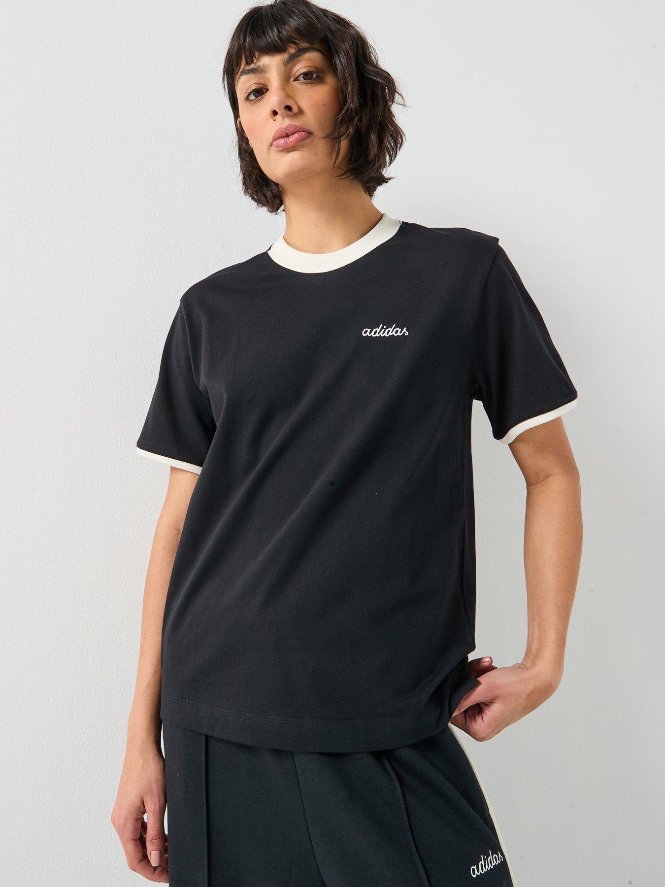 adidas Sportswear: Women's Seasonal Essentials Colorpop T-Shirt With Embroidered Graphic - Black